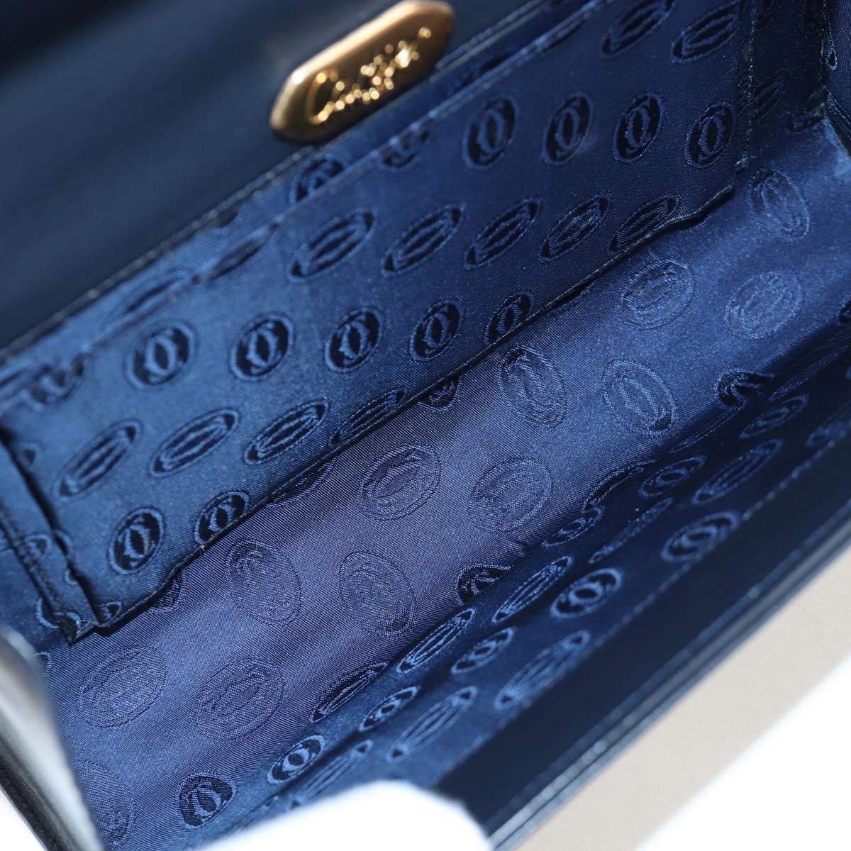 Cartier Sapphire Line Leather Navy Leather Shoulder Bag Bag (Pre-Owned)