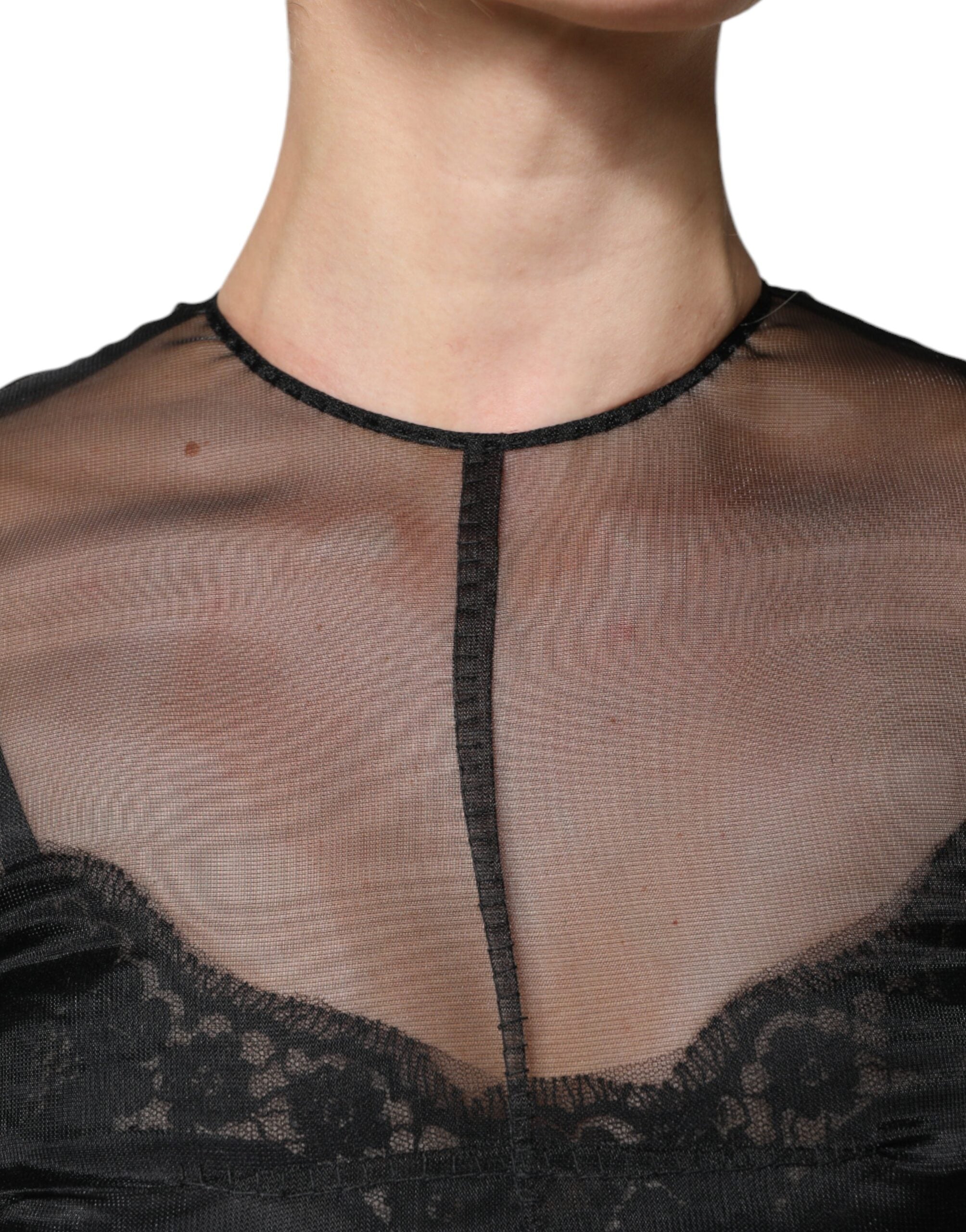 Dolce & Gabbana Black Tulle A-line Midi Cocktail Gown Women's Dress