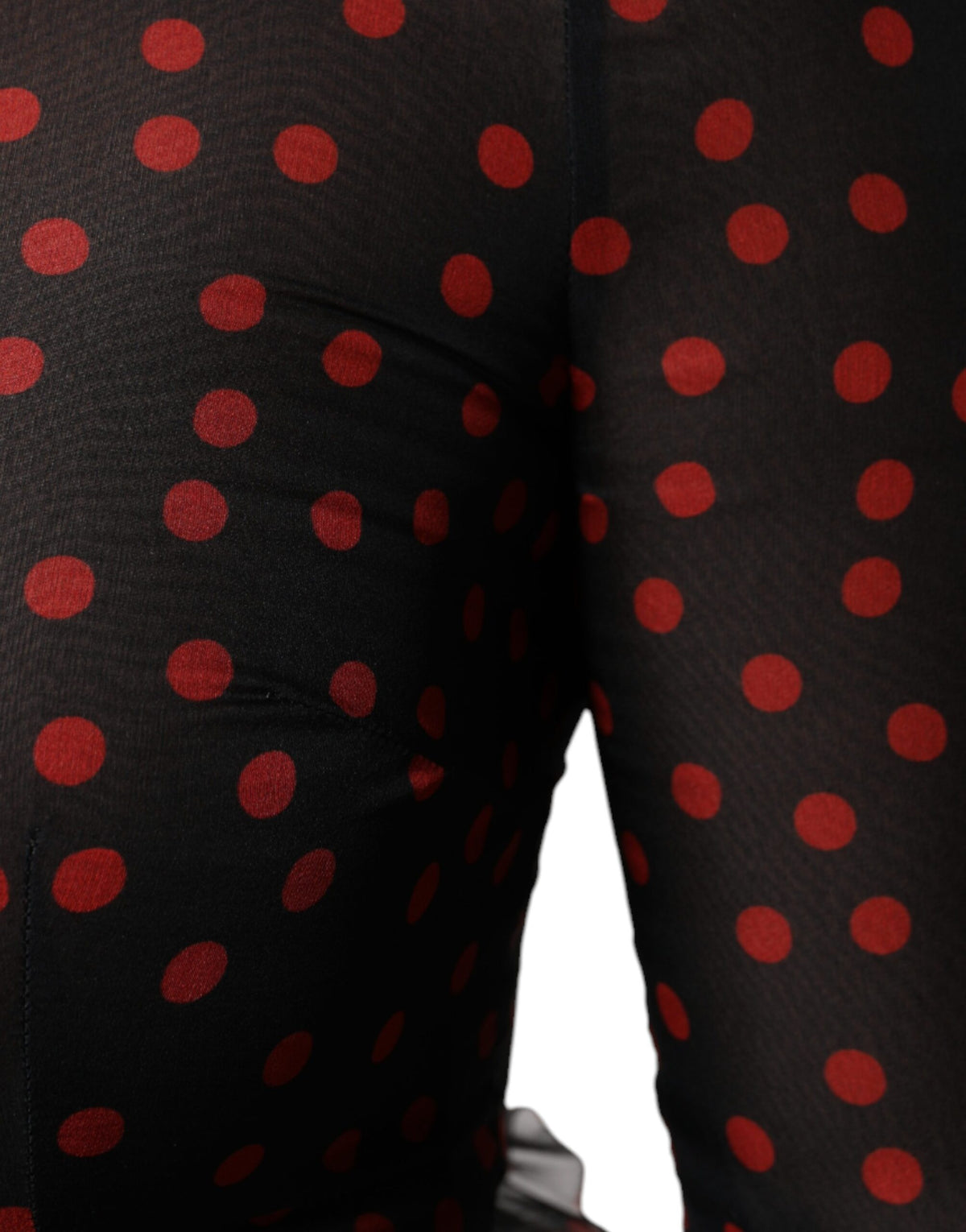 Dolce & Gabbana Black Red Polka Dot Silk Layered Midi Women's Dress