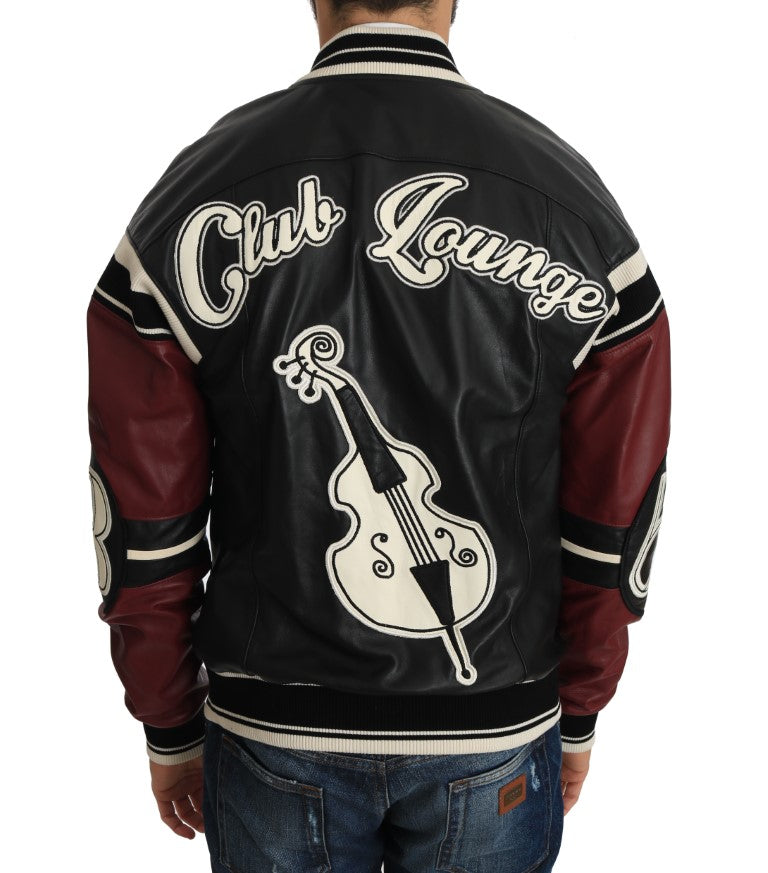 Dolce & Gabbana Leather Club Lounge Black Red Men's Jacket