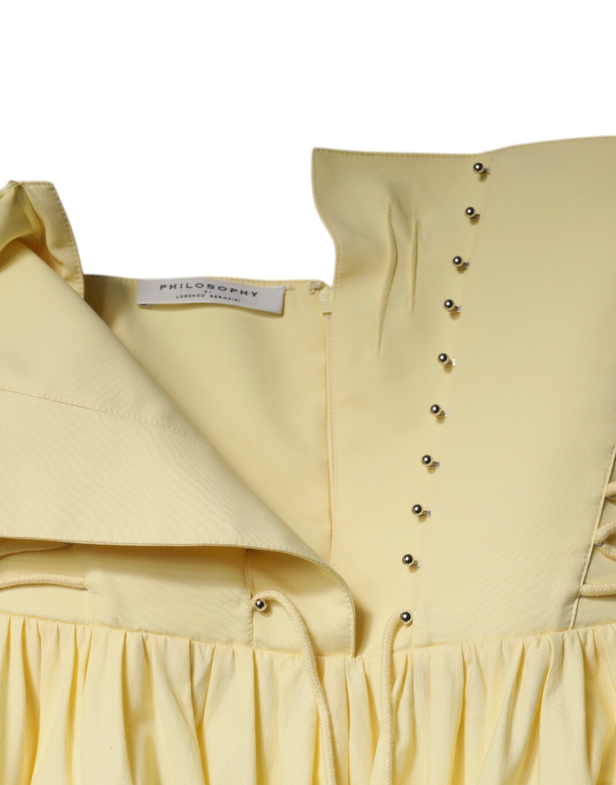 Philosophy Yellow Cotton Corset Midi Women's Dress