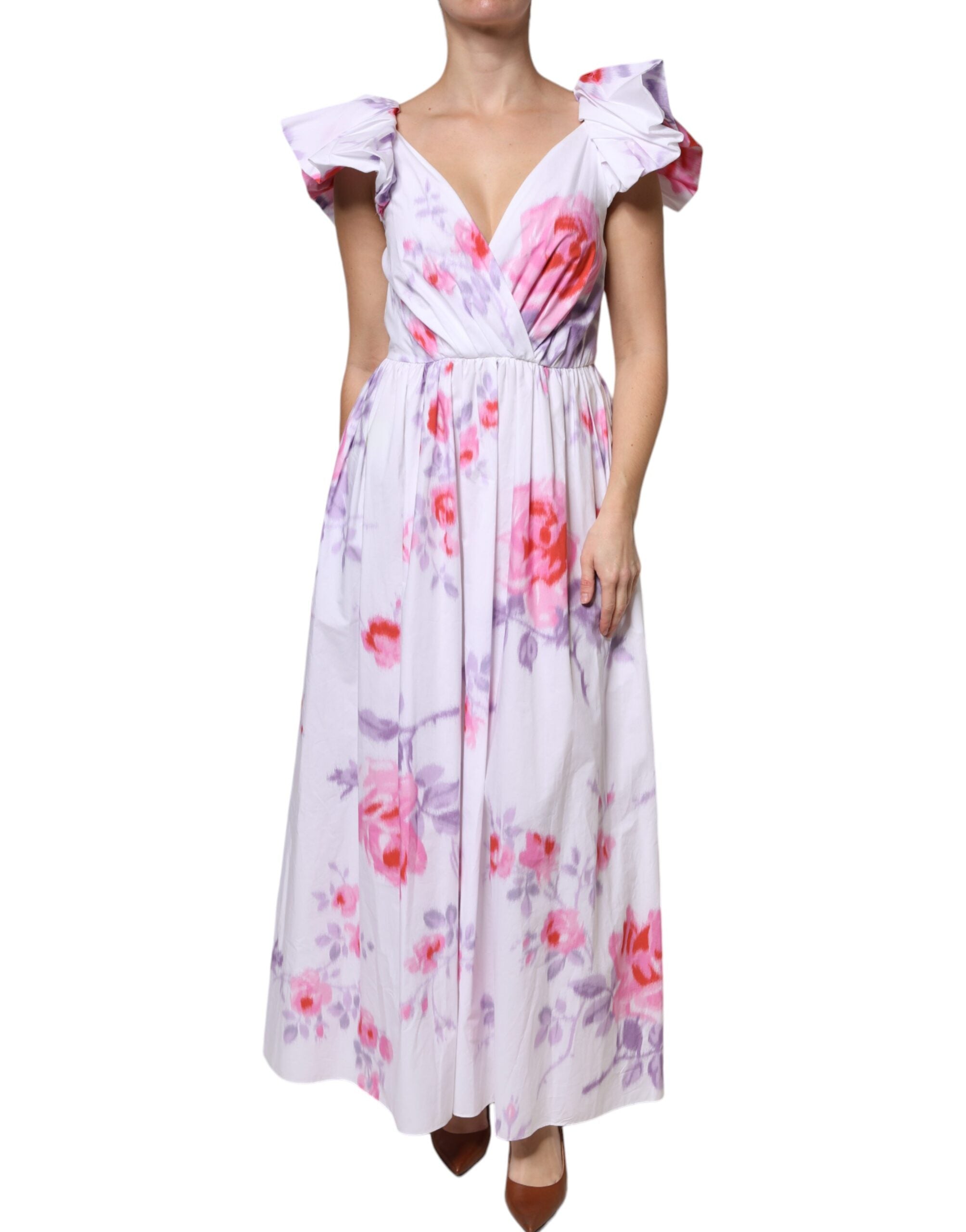 Philosophy White Floral Cotton Maxi Women's Dress