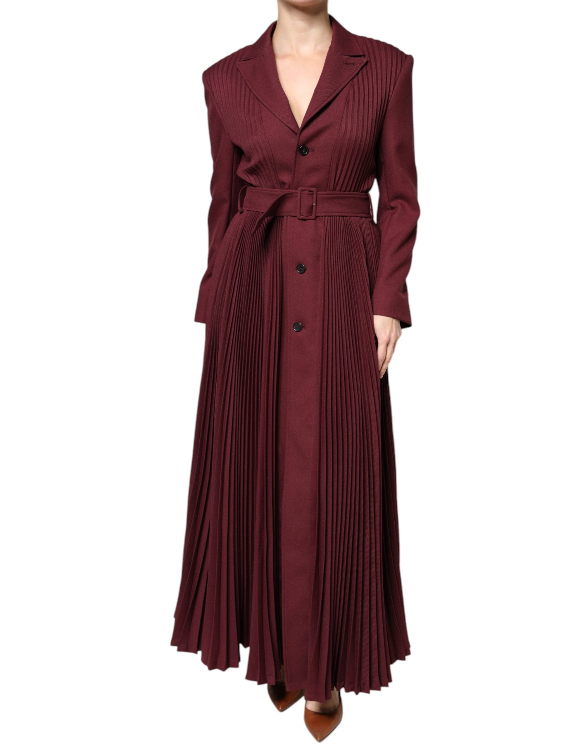 Philosophy Maroon Belted Button Down Women's Dress (Pre-Owned)