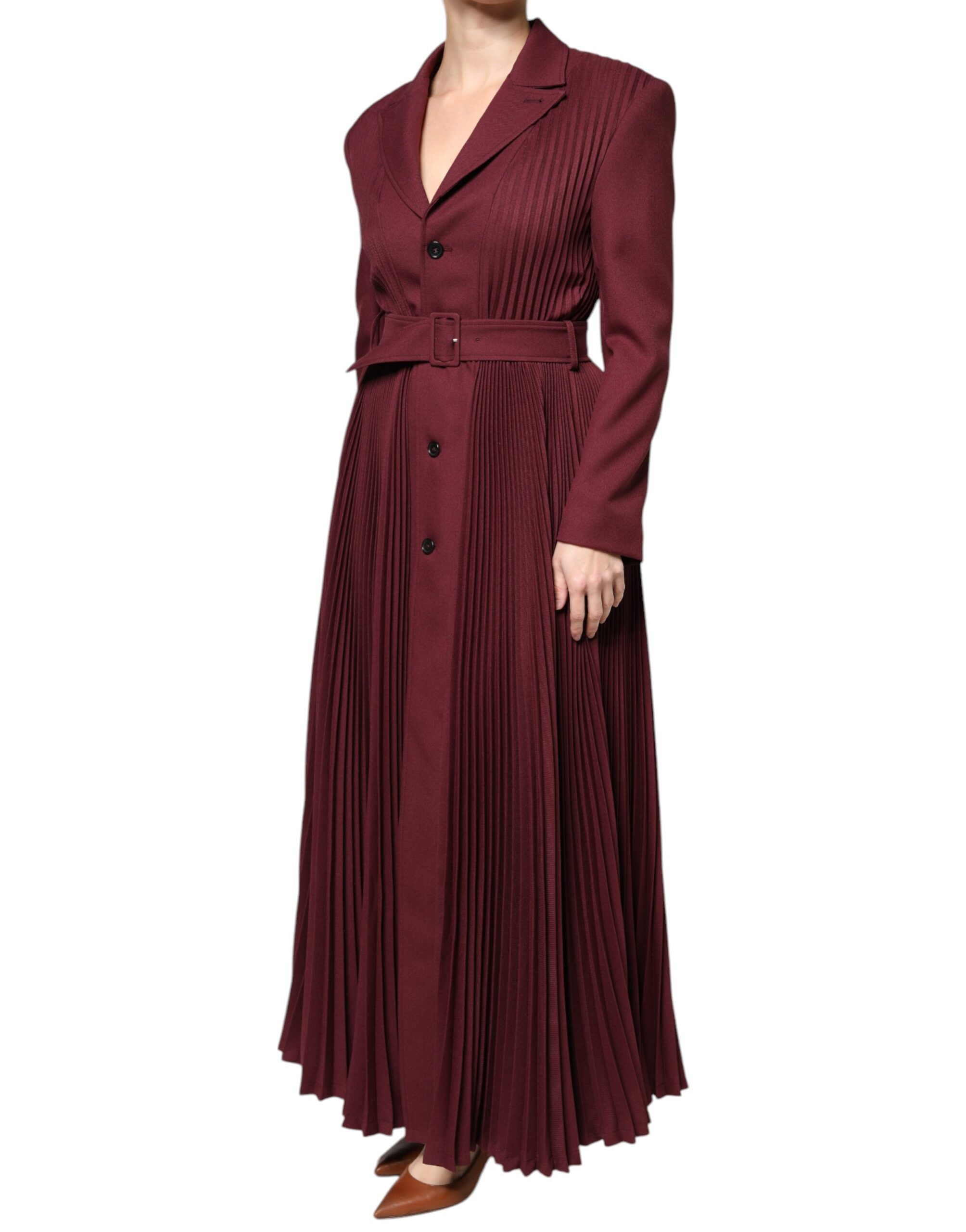 Philosophy Maroon Belted Button Down Women's Dress (Pre-Owned)
