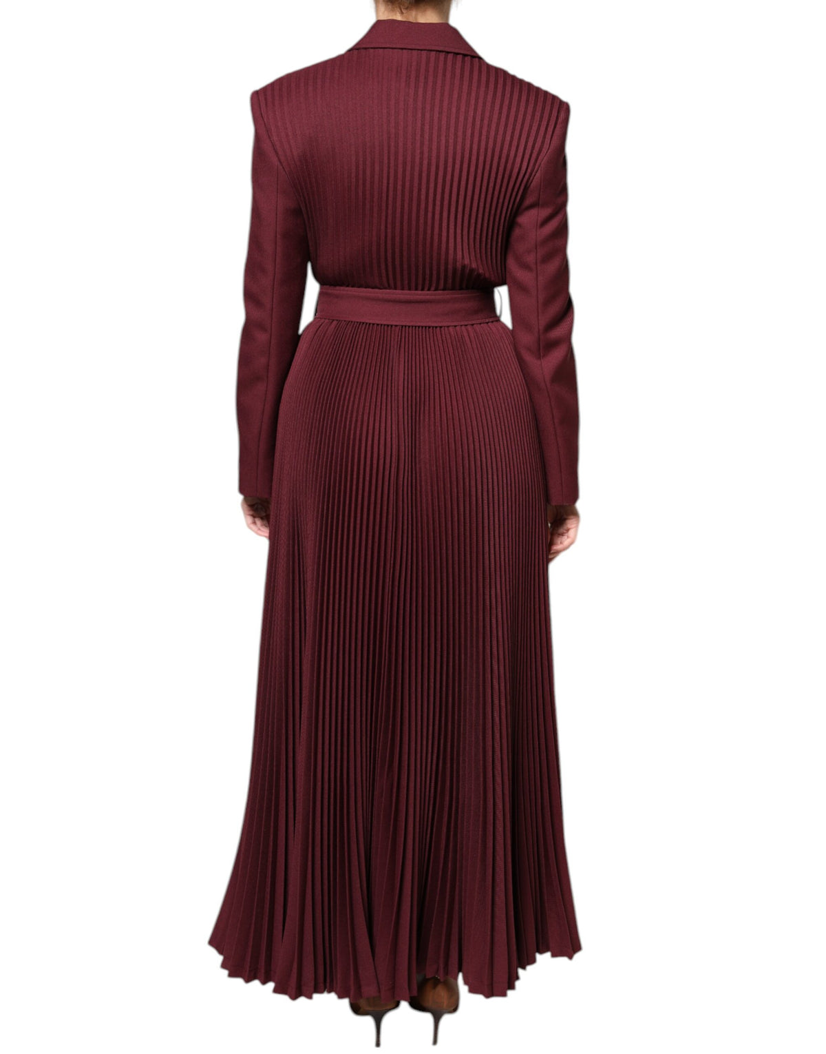 Philosophy Maroon Belted Button Down Women's Dress (Pre-Owned)