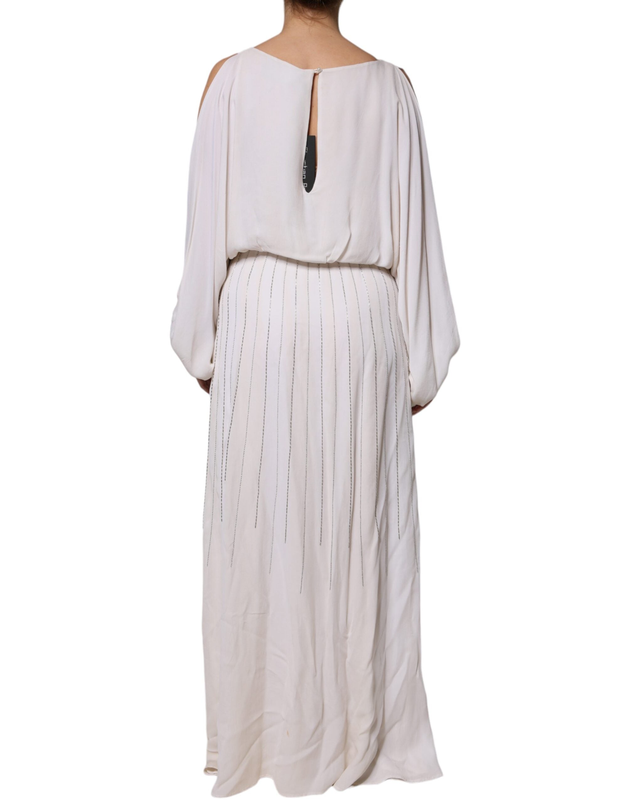 Christian Pellizzari Off White Embellished Long Maxi Women's Dress (Pre-Owned)