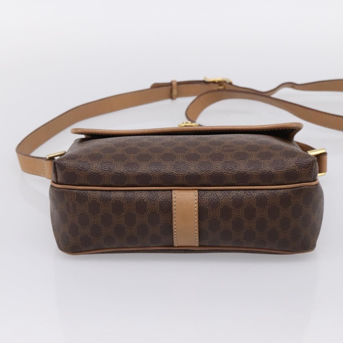 Celine Macadam Leather Brown Canvas Shoulder Bag Bag (Pre-Owned)