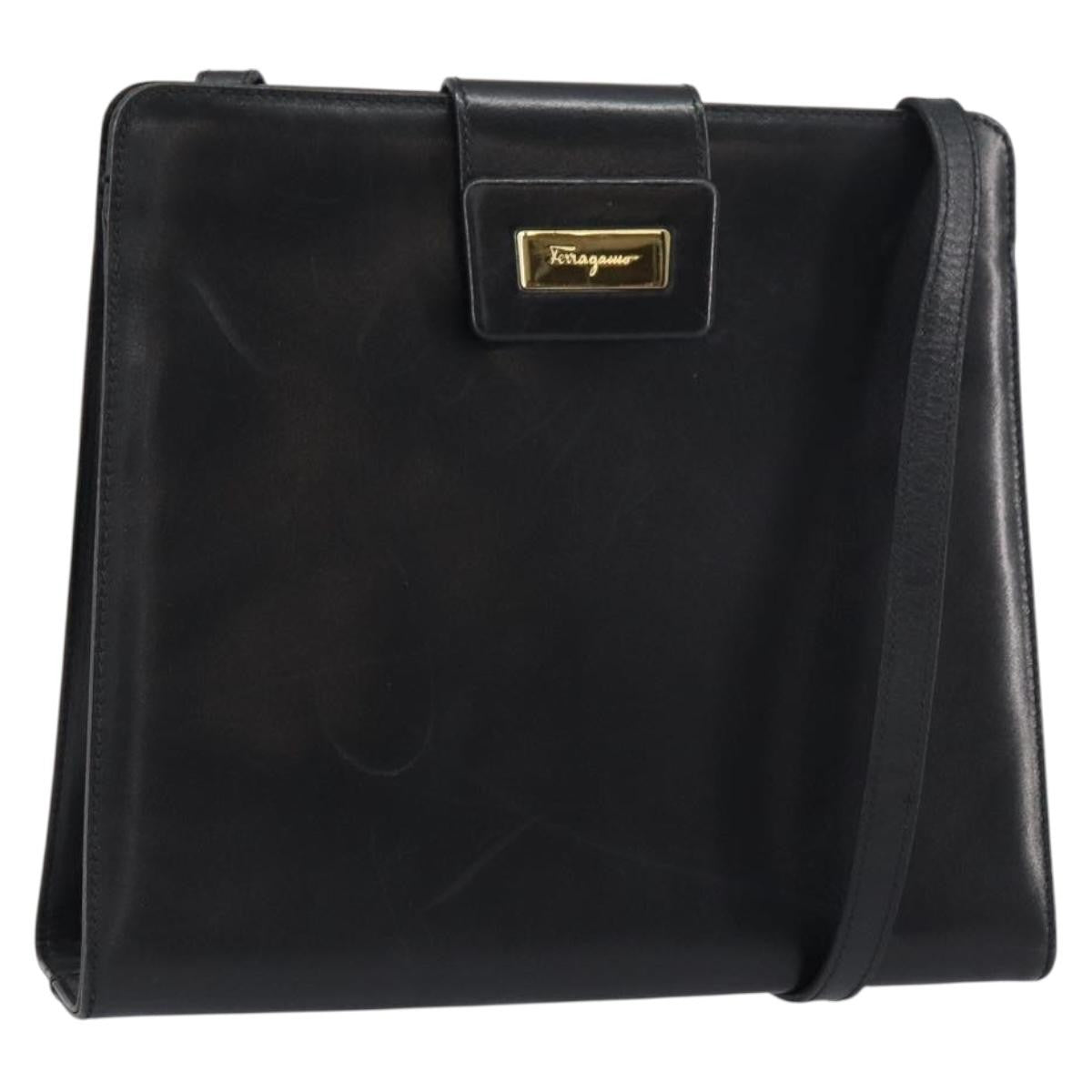Salvatore Ferragamo Vintage Leather Black Leather Shoulder Bag Bag (Pre-Owned)