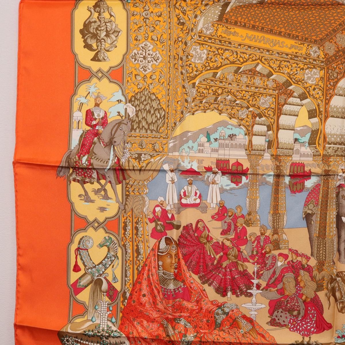 Hermes Carré 90 Silk Multicolor Orange Silk Scarve & Shawl Accessory (Pre-Owned)