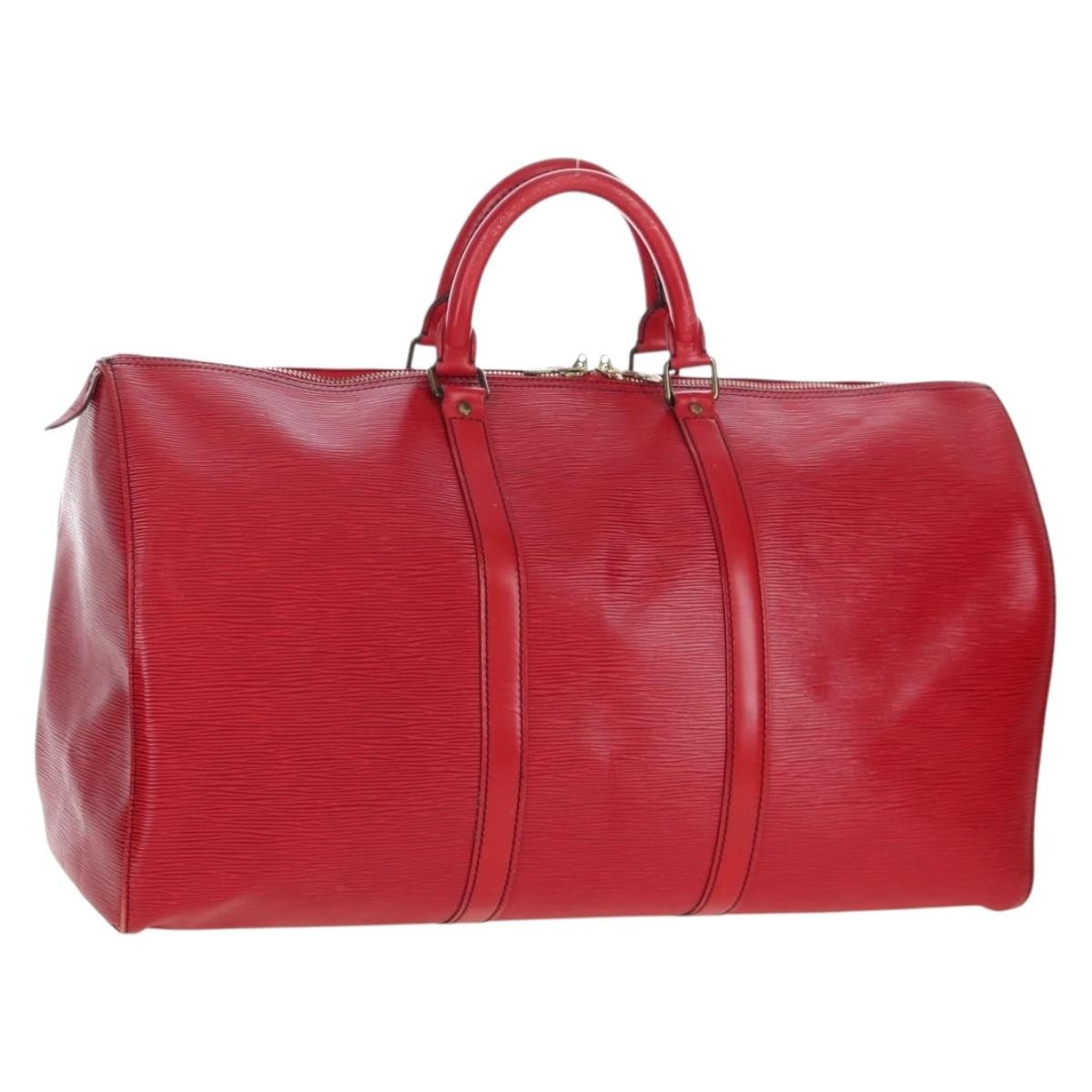 Louis Vuitton Keepall Epi Leather Red Leather Travel Bag Bag (Pre-Owned)