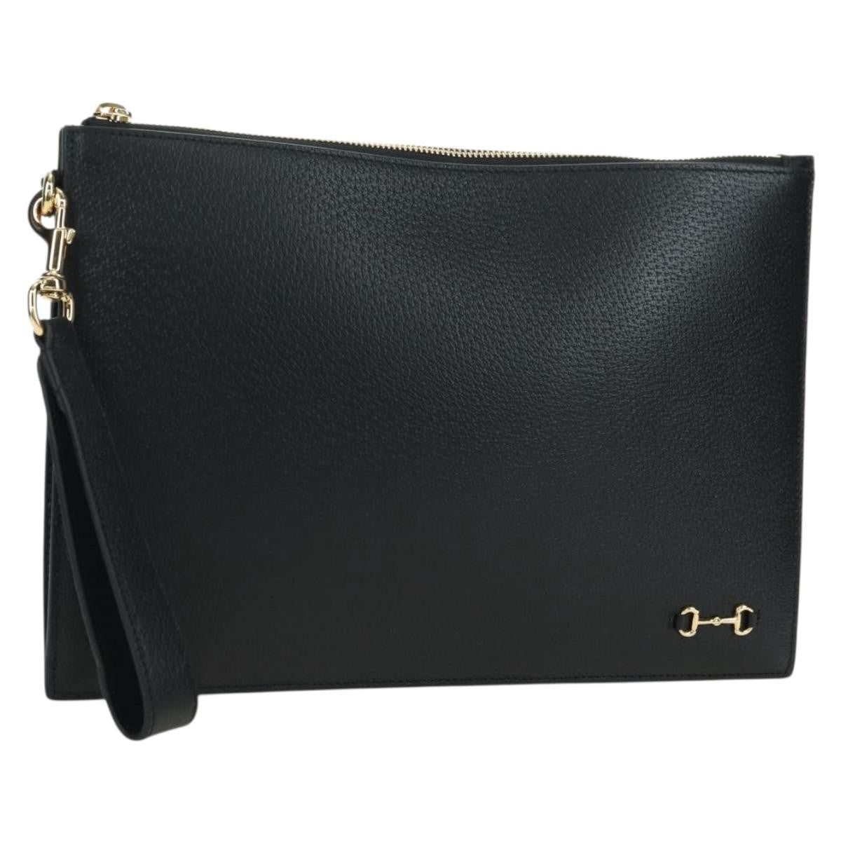 Gucci Horsebit 1955 Gg Canvas And Leather Black Leather Clutche & Pouche Bag (Pre-Owned)