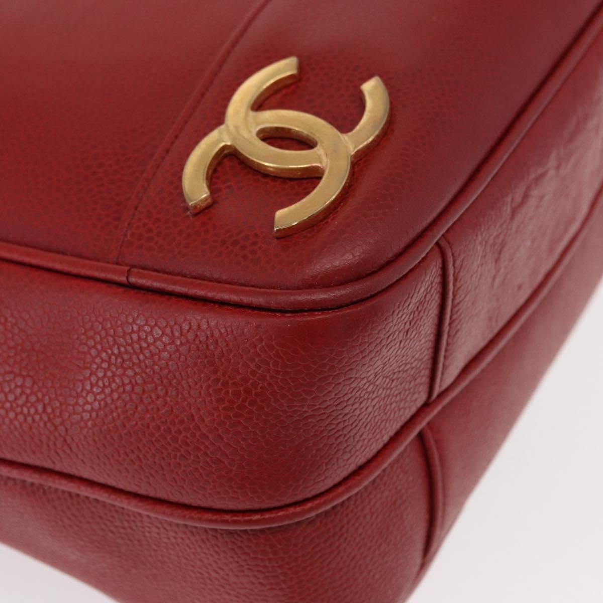 Chanel Vintage Metal Cc Caviar Red Leather Shoulder Bag Bag (Pre-Owned)