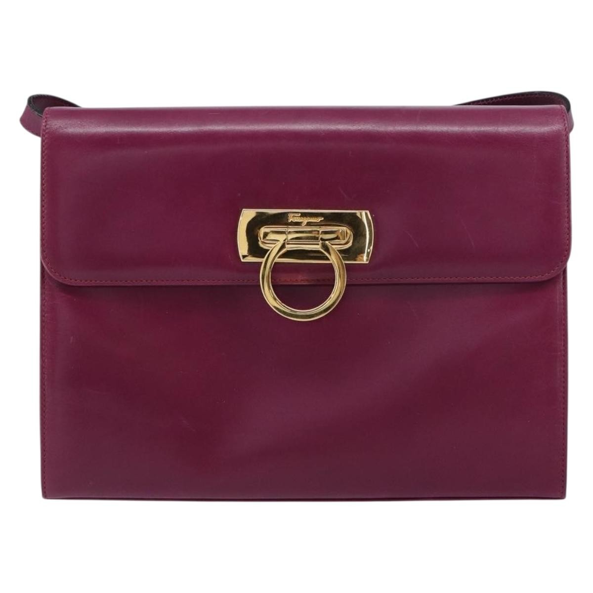 Salvatore Ferragamo Gancini Leather Purple Leather Shoulder Bag Bag (Pre-Owned)