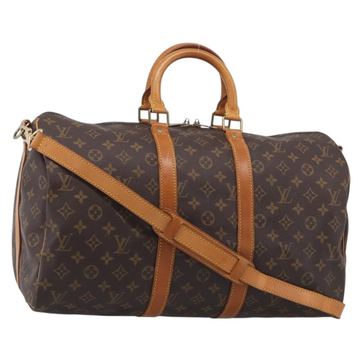 Louis Vuitton Keepall Bandouliere Monogram Canvas Brown Canvas Travel Bag Bag (Pre-Owned)