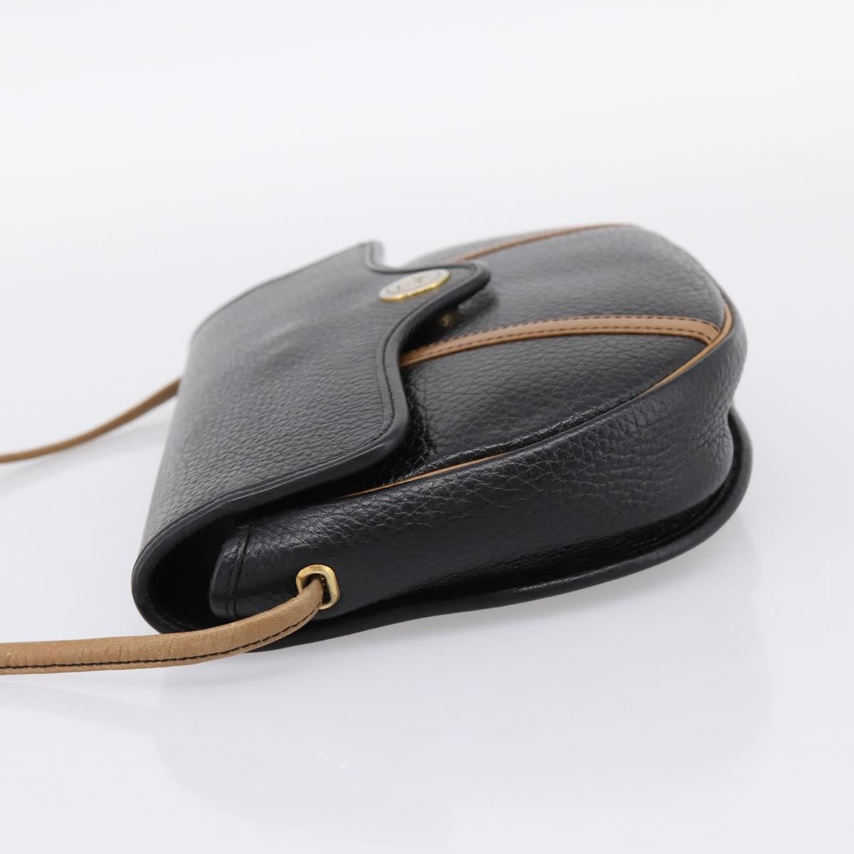 Christian Dior Vintage Flap Canvas Black Leather Shoulder Bag Bag (Pre-Owned)