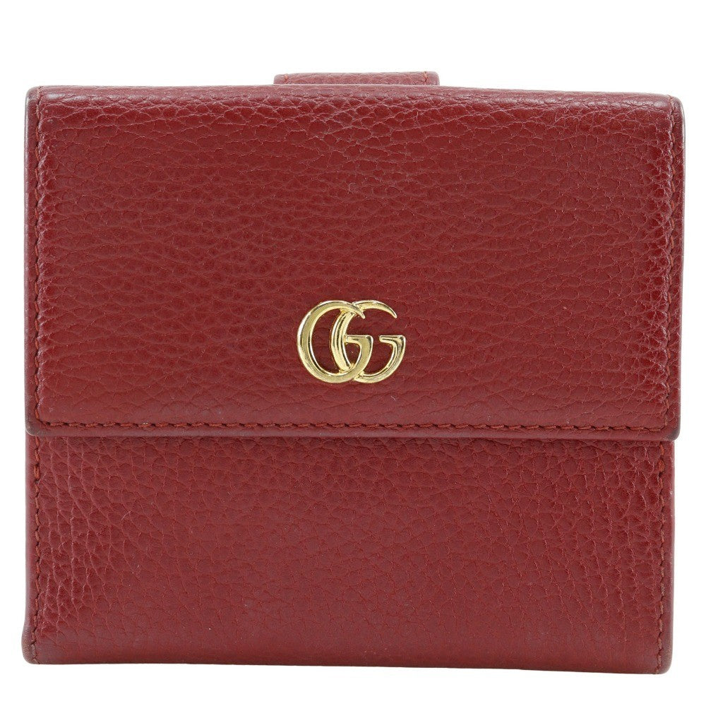 Gucci Gg Marmont Bifold Leather Red Leather Wallets Accessory (Pre-Owned)