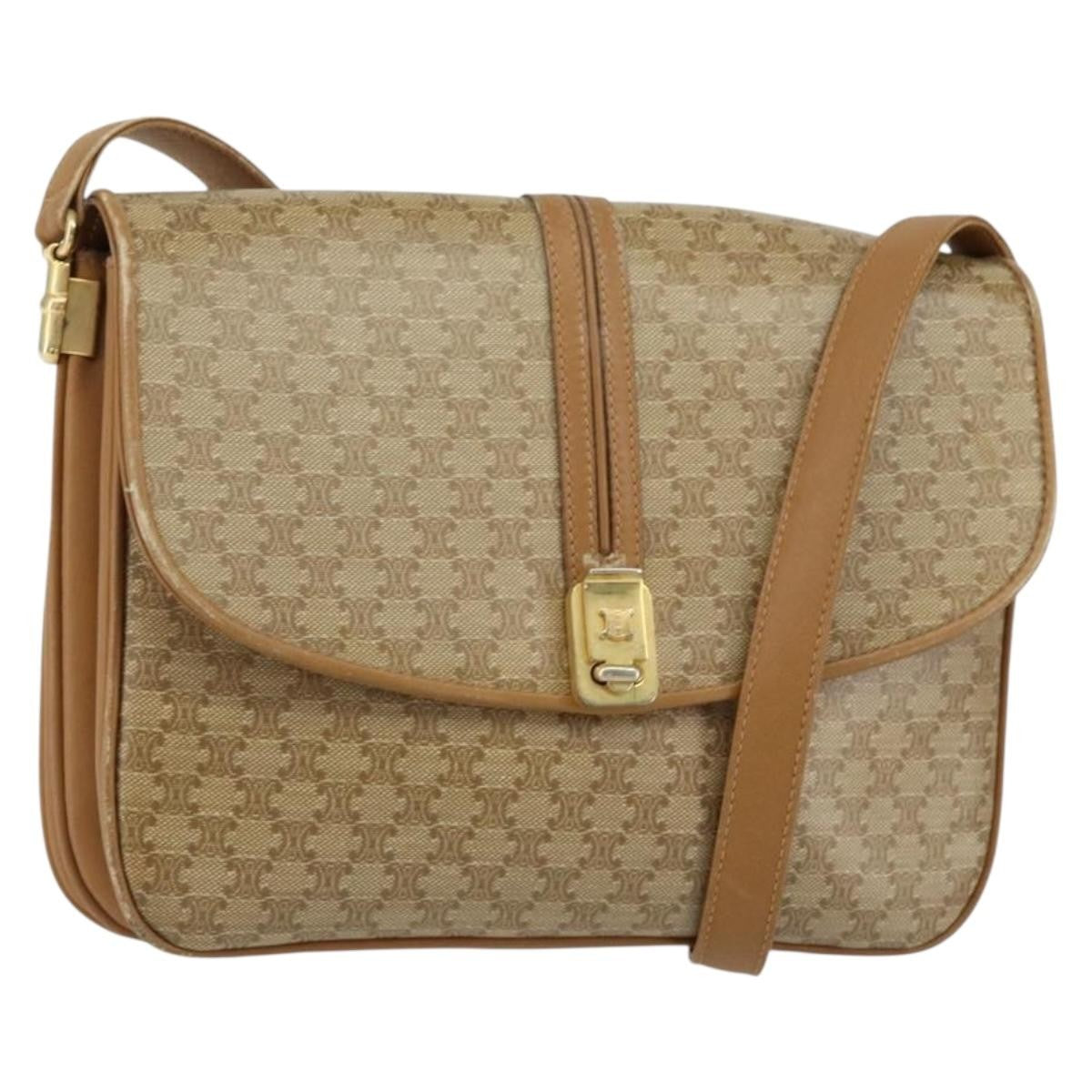Celine Macadam Shoulder Canvas Beige Canvas Shoulder Bag Bag (Pre-Owned)