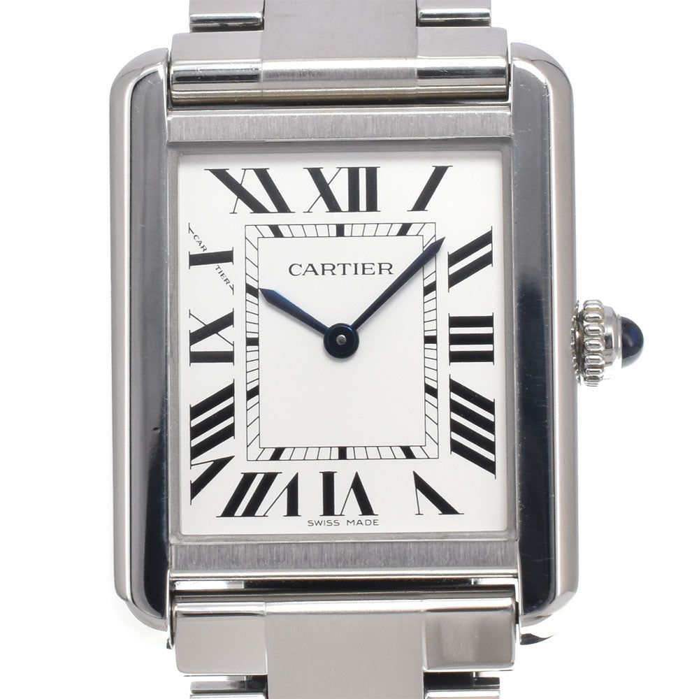 Cartier Tank Solo Quartz Stainless Steel And Leather Watch (Pre-Owned)