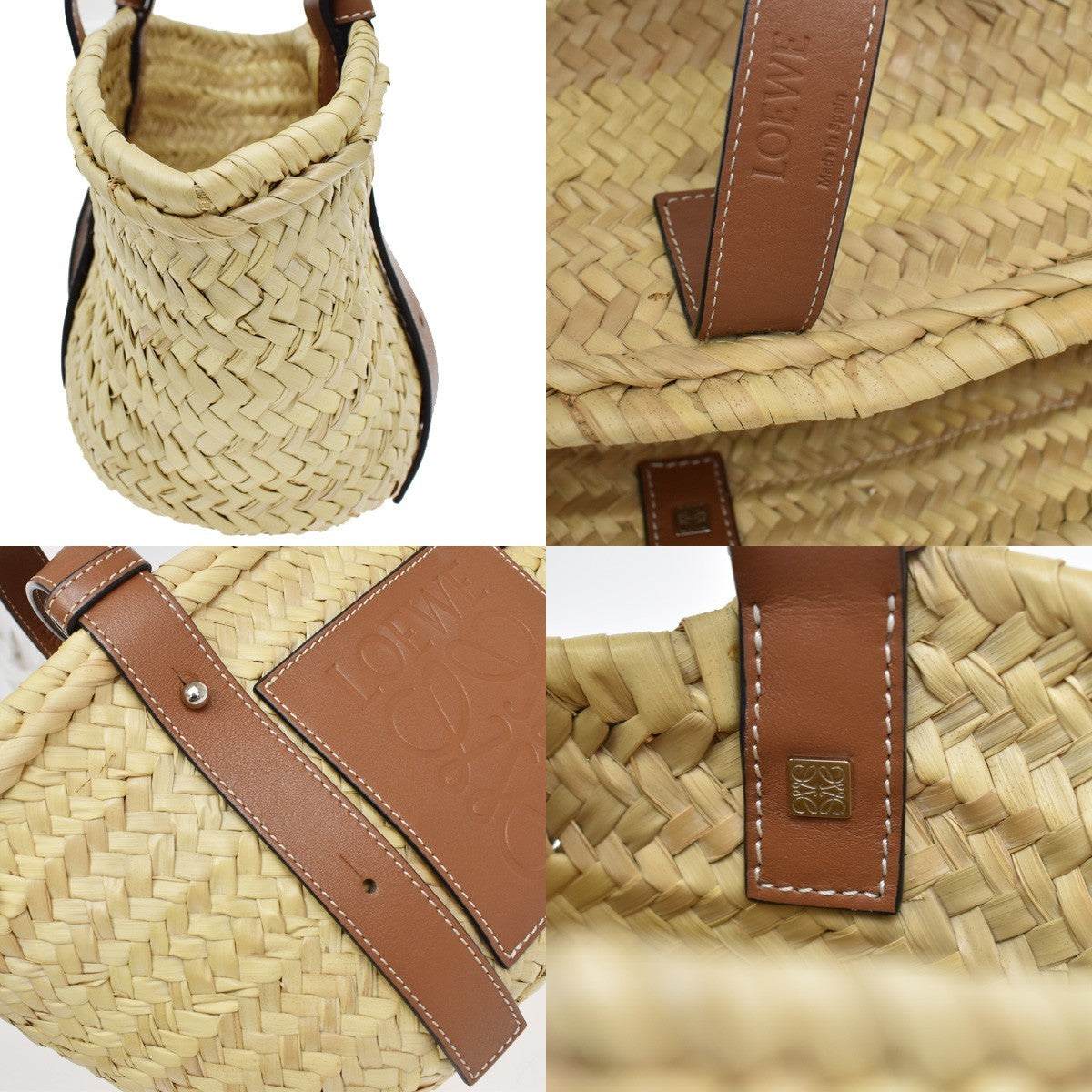 Loewe Basket Woven Raffia With Applique Beige Wicker Tote Bag Bag (Pre-Owned)