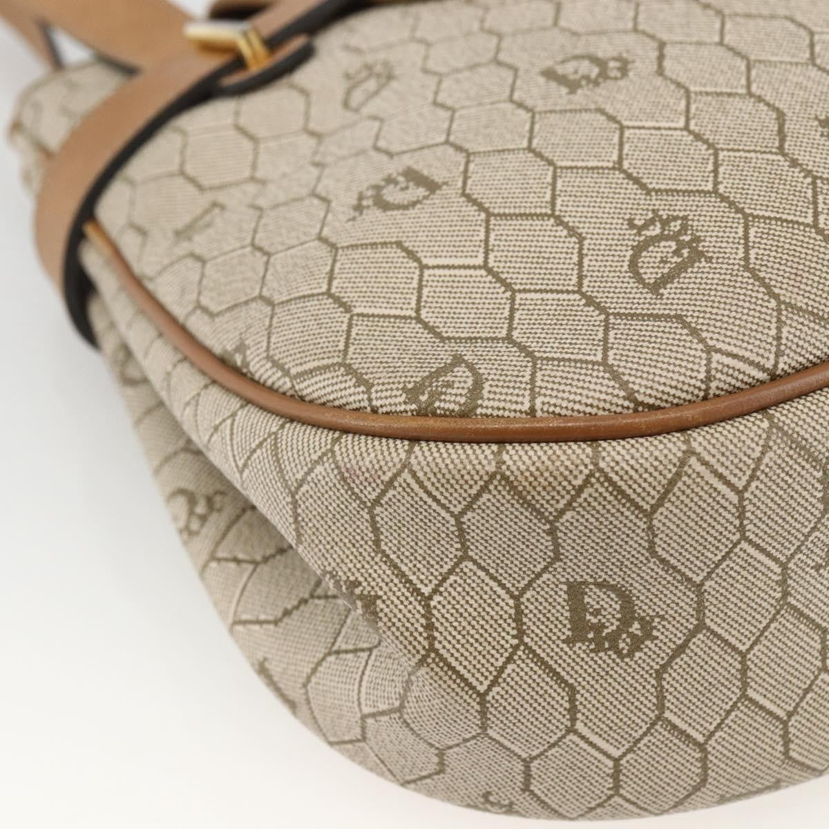 Christian Dior Vintage Honeycomb Canvas And Leather Beige Canvas Shoulder Bag Bag (Pre-Owned)