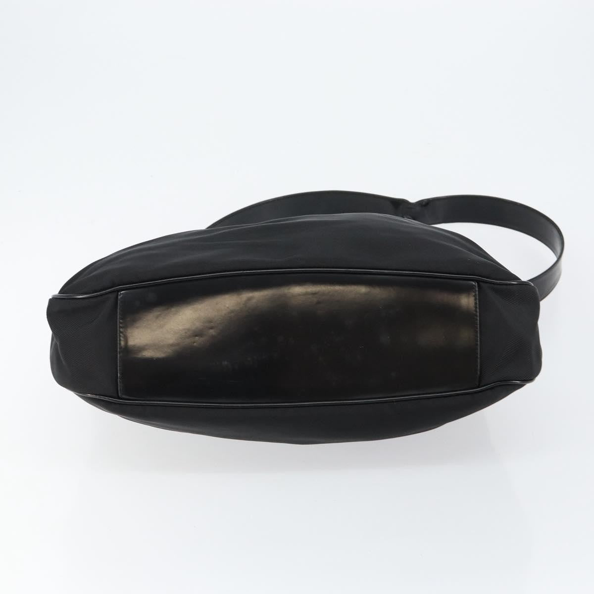 Gucci Vintage Bamboo Handle Open Hobo Nylon Black Nylon Handbag (Pre-Owned)