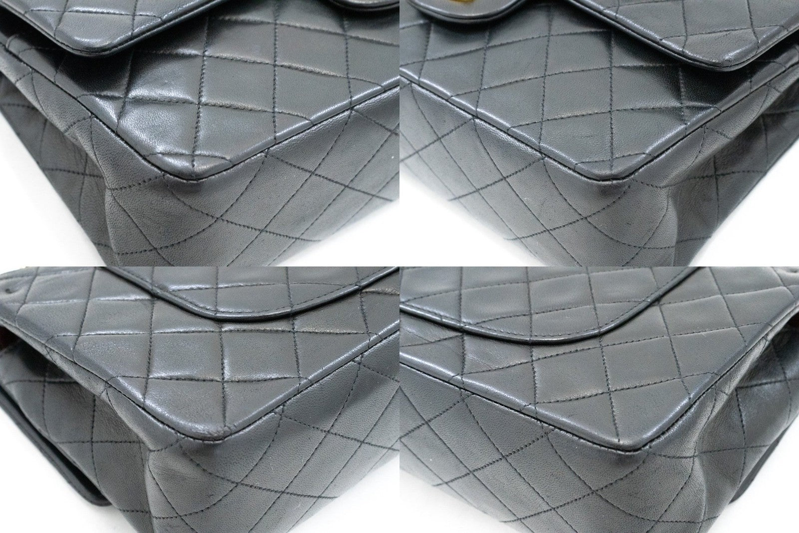 Chanel Classic Flap Lambskin Black Leather Crossbody Bag Bag (Pre-Owned)