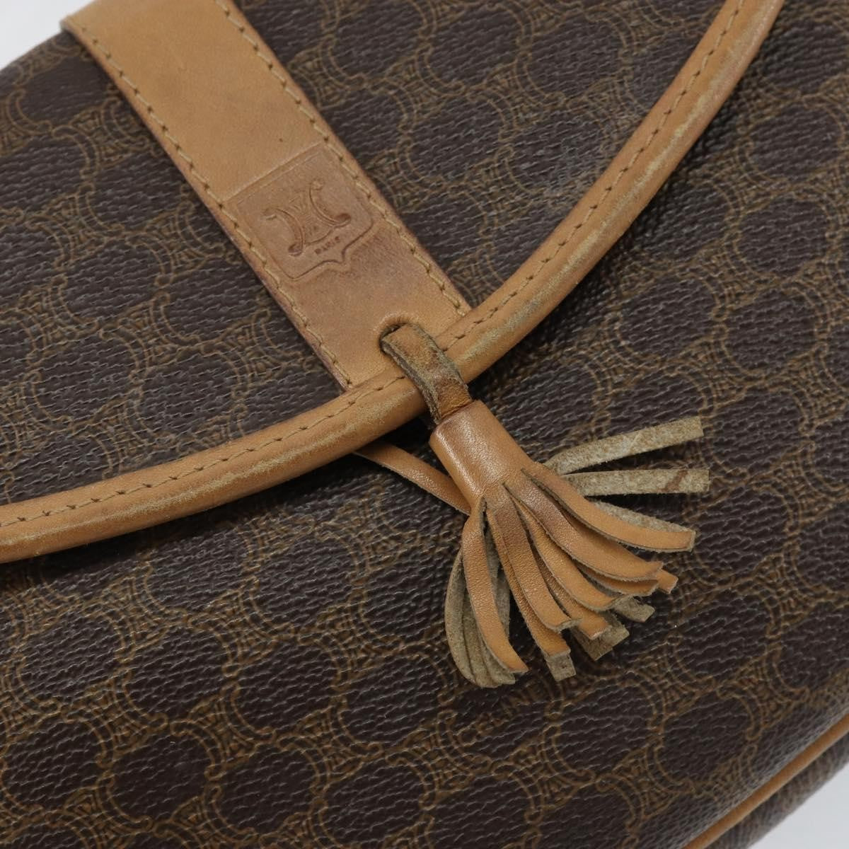 Celine Vintage Macadam Canvas And Leather Brown Canvas Shoulder Bag Bag (Pre-Owned)