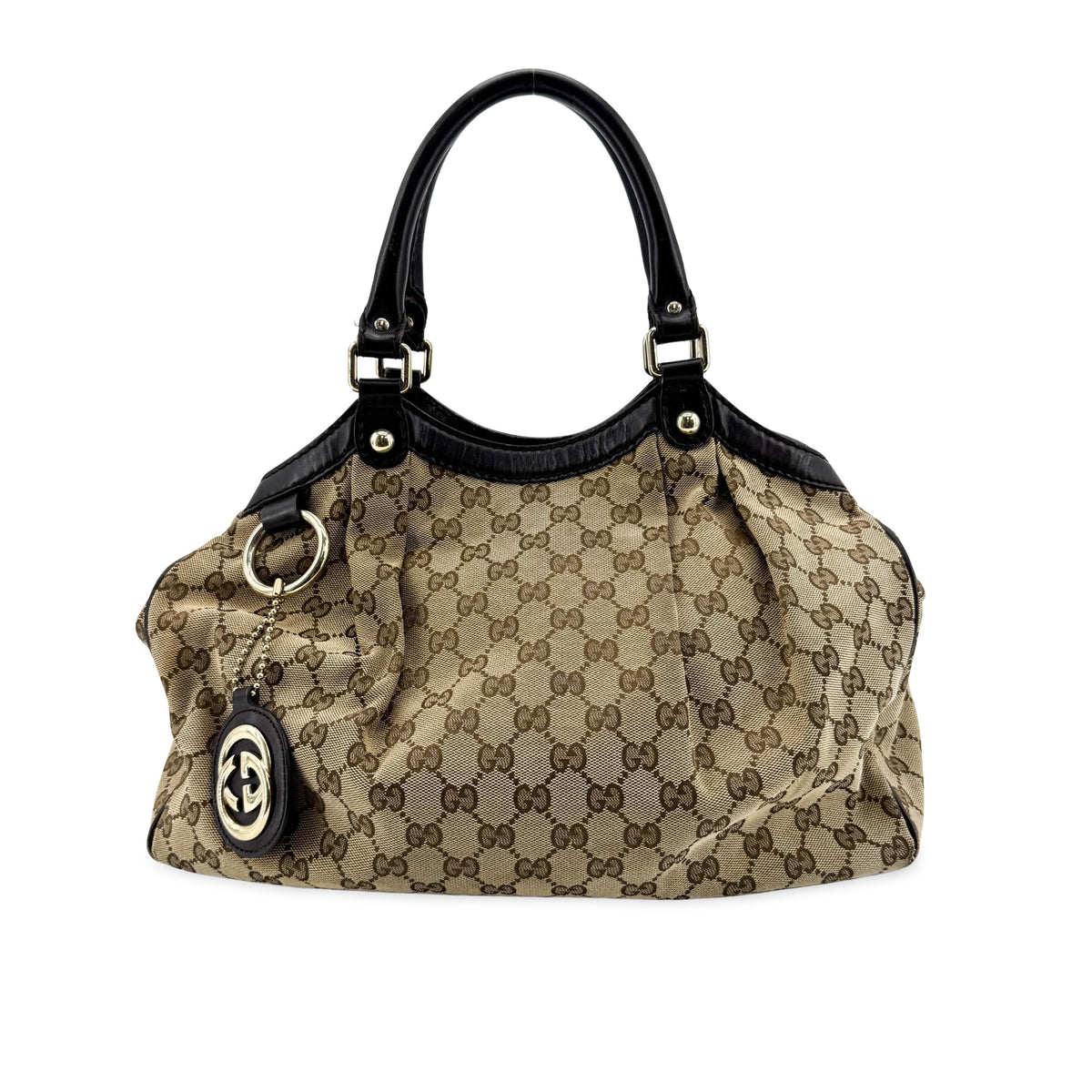 Gucci Sukey Tote Gg Canvas And Leather Beige Canvas Tote Bag Bag (Pre-Owned)