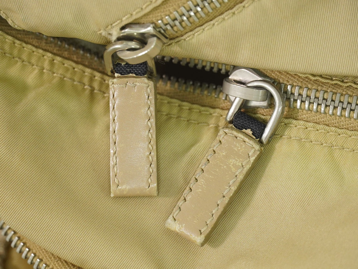 Prada Buckle Messenger Tessuto Beige Nylon Shoulder Bag Bag (Pre-Owned)