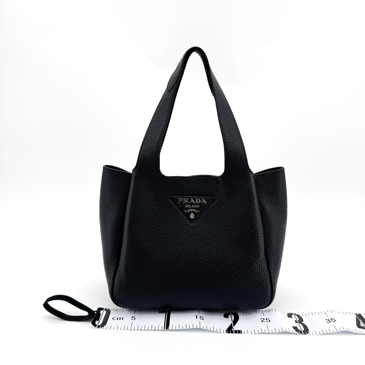 Prada Flou Dynamique Open Vitello Daino Black Leather Tote Bag Bag (Pre-Owned)