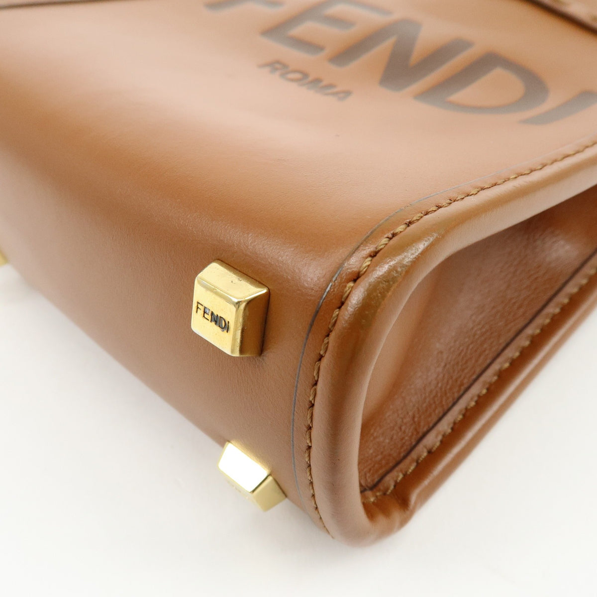 Fendi Sunshine Shopper Leather Brown Leather Tote Bag Bag (Pre-Owned)