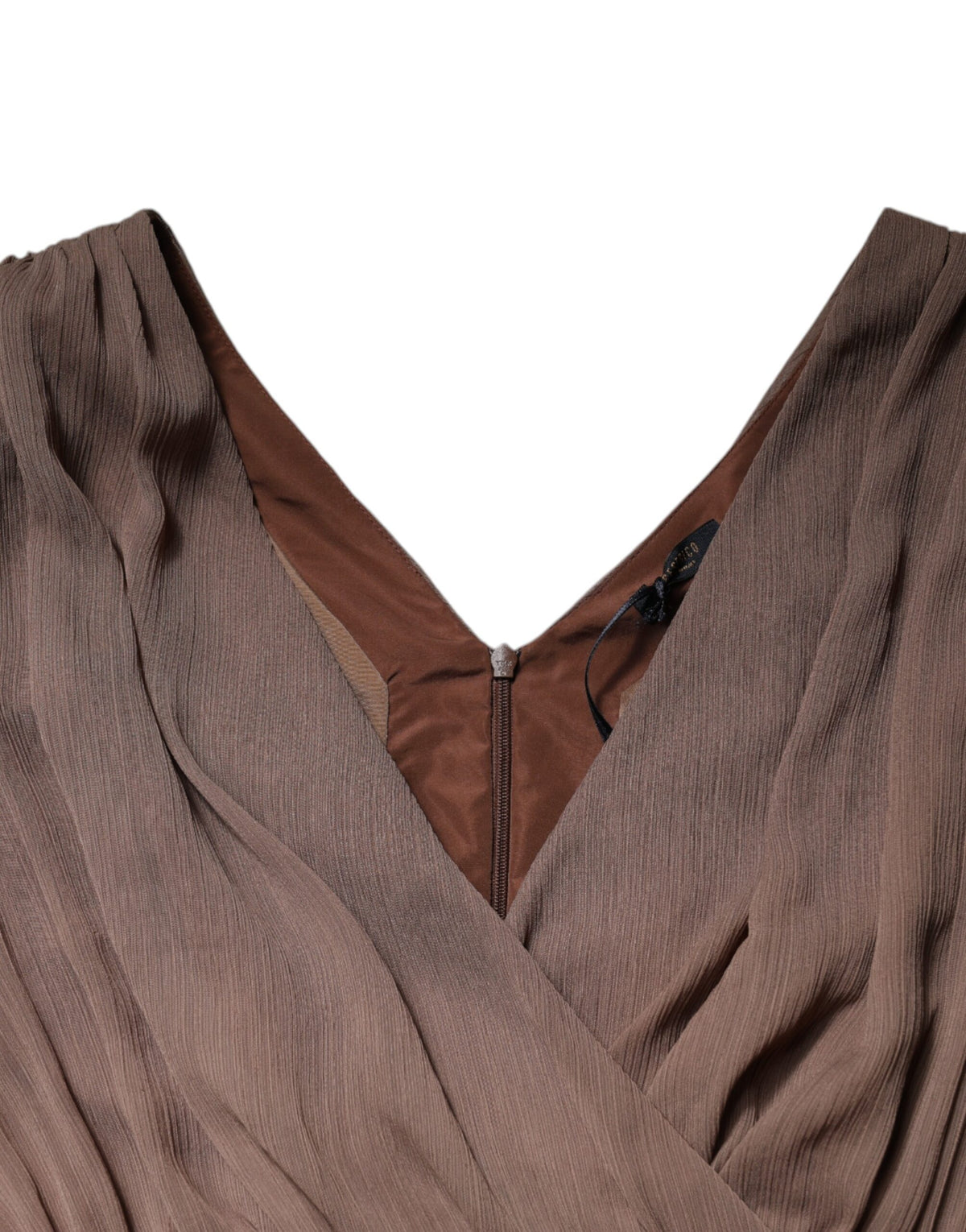 Peserico Brown Sleeveless Deep V-neck A-line Long Maxi Women's Dress (Pre-Owned)