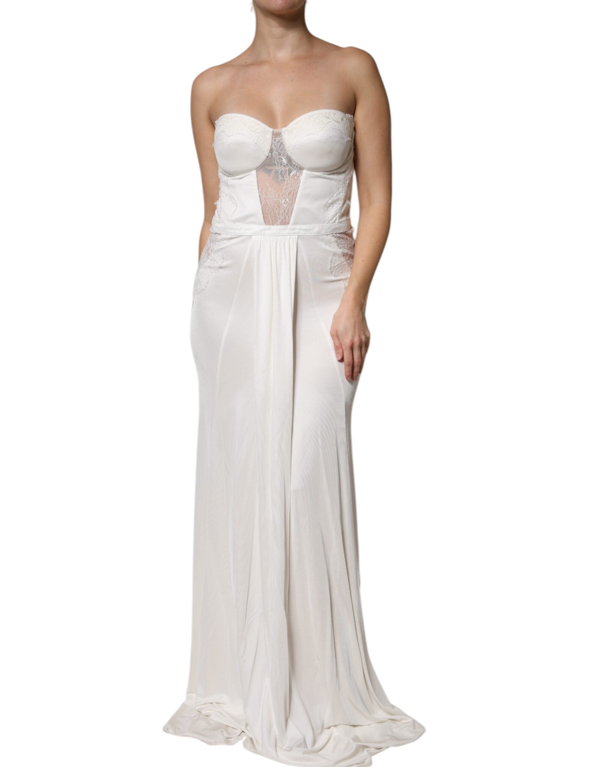Elisabetta Franchi White Strapless Bustier Mermaid Gown Women's Dress (Pre-Owned)