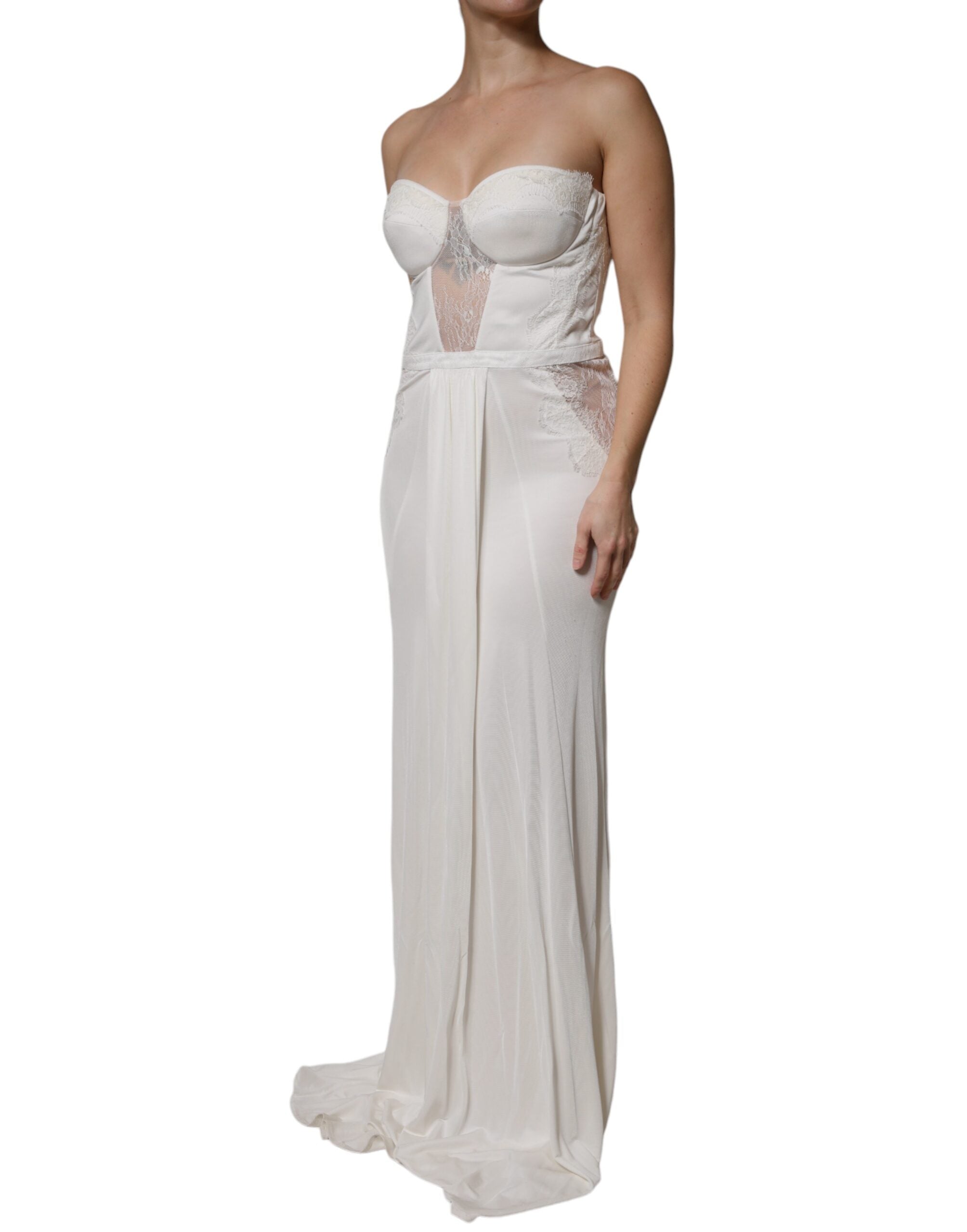 Elisabetta Franchi White Strapless Bustier Mermaid Gown Women's Dress (Pre-Owned)