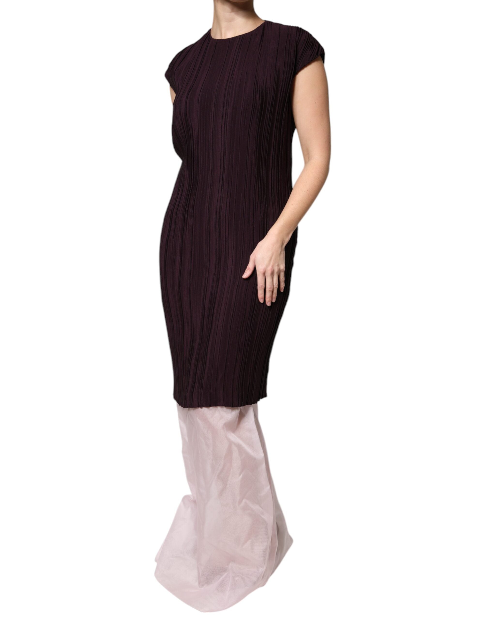 Barbara Casasola Brown Silk Short Sleeves Sheath Maxi Women's Dress