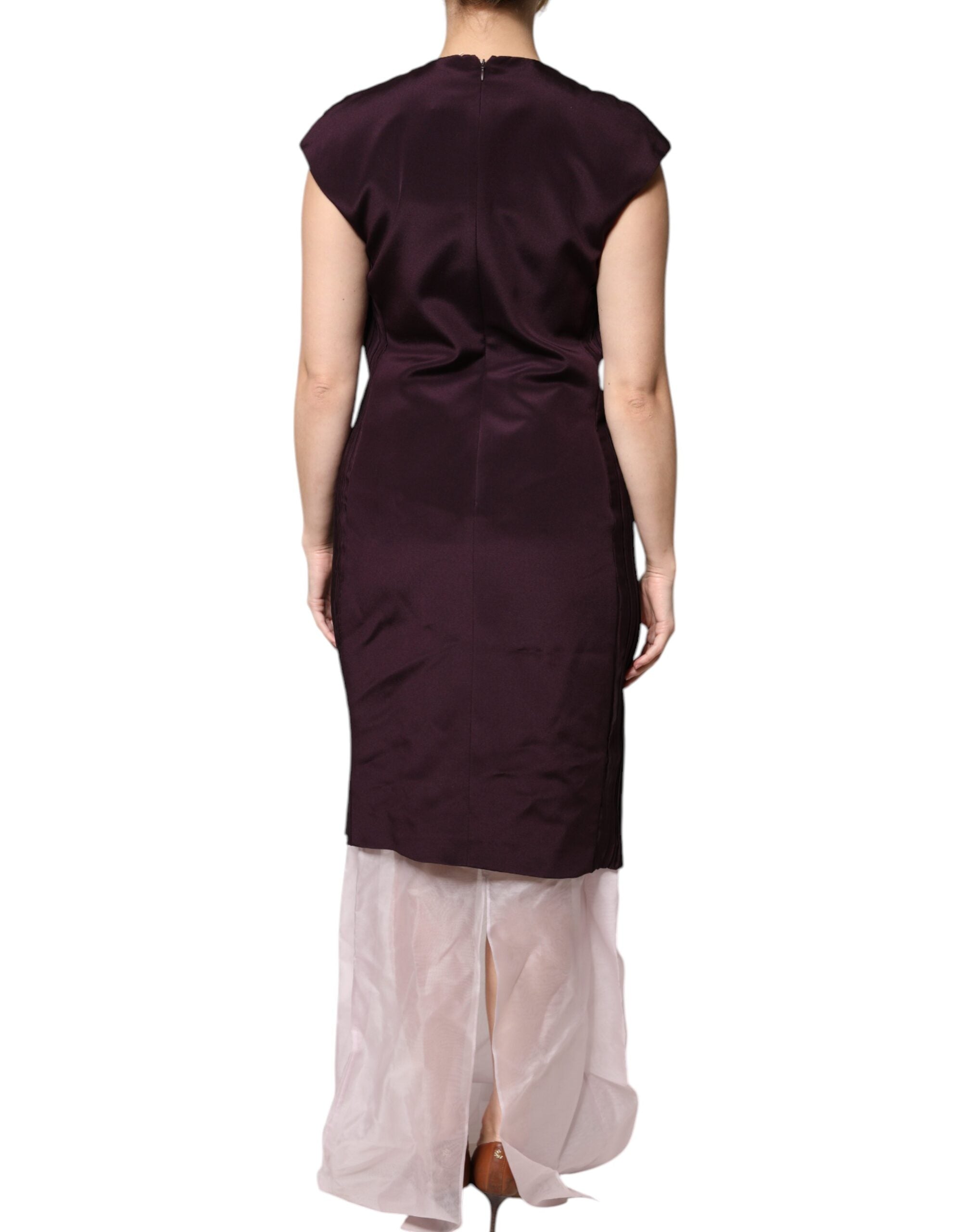 Barbara Casasola Brown Silk Short Sleeves Sheath Maxi Women's Dress