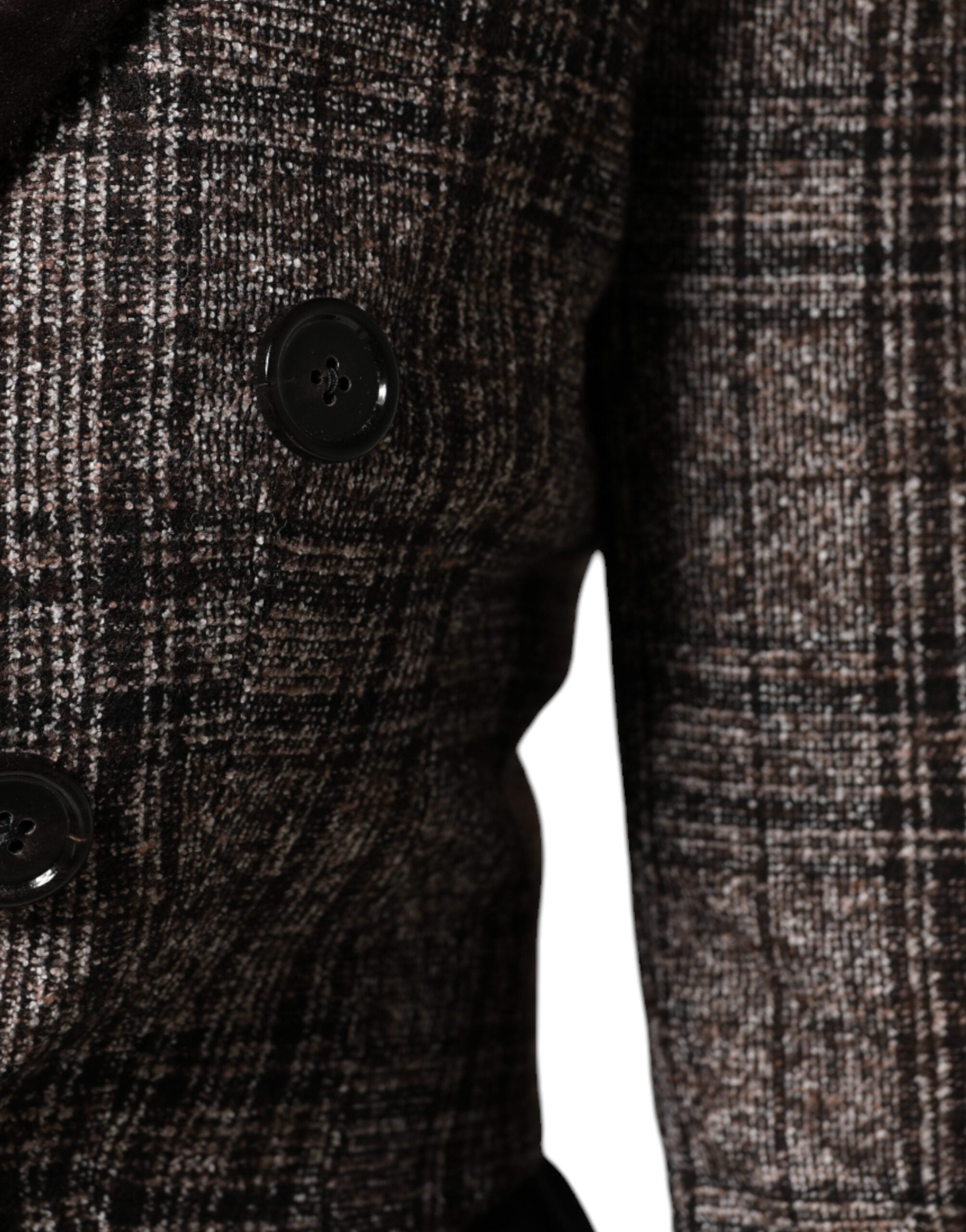 Dolce & Gabbana Brown Plaid Long Sleeve Cropped Coat Women's Jacket