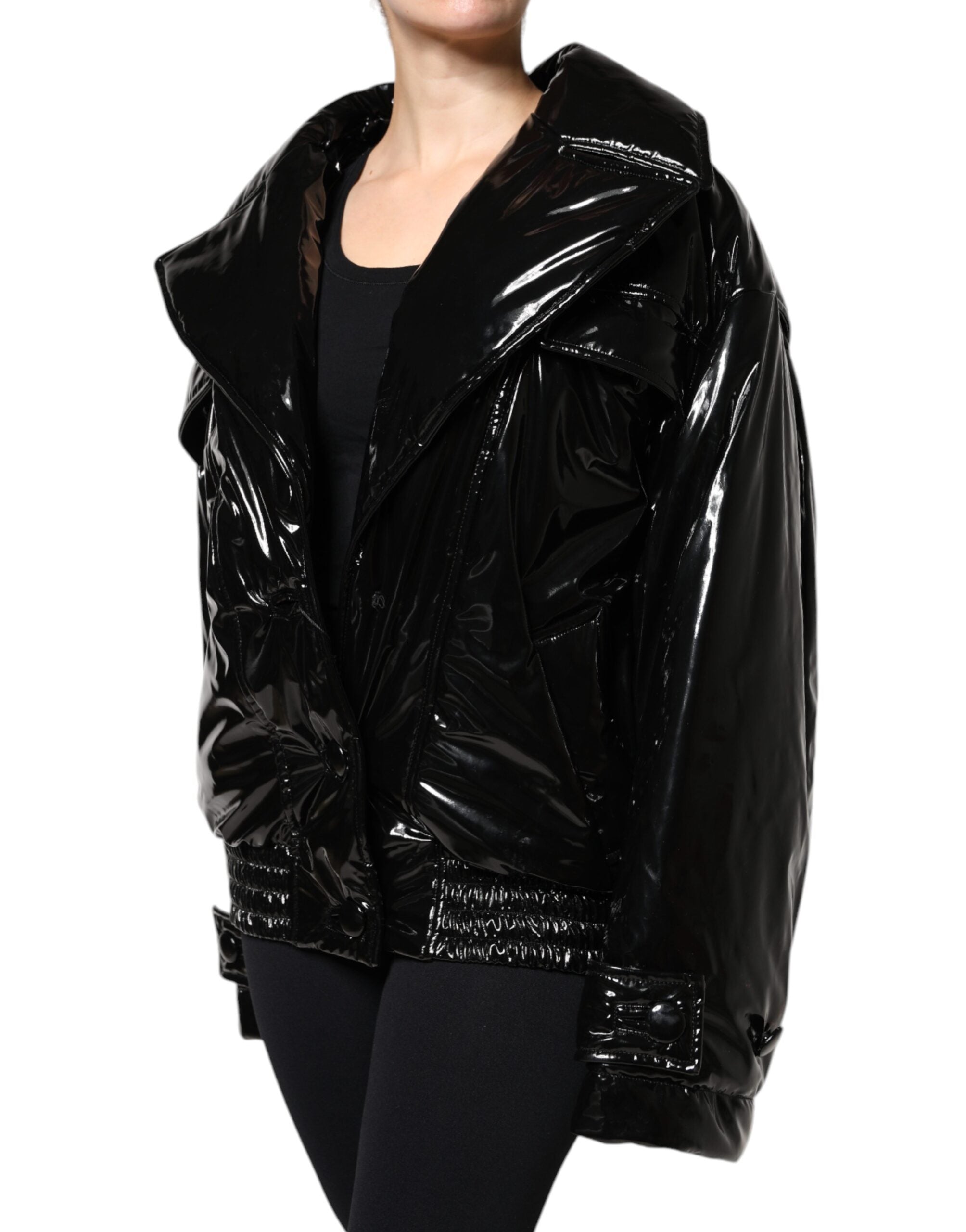 Dolce & Gabbana Black Polyester Button Down Blouson Women's Jacket