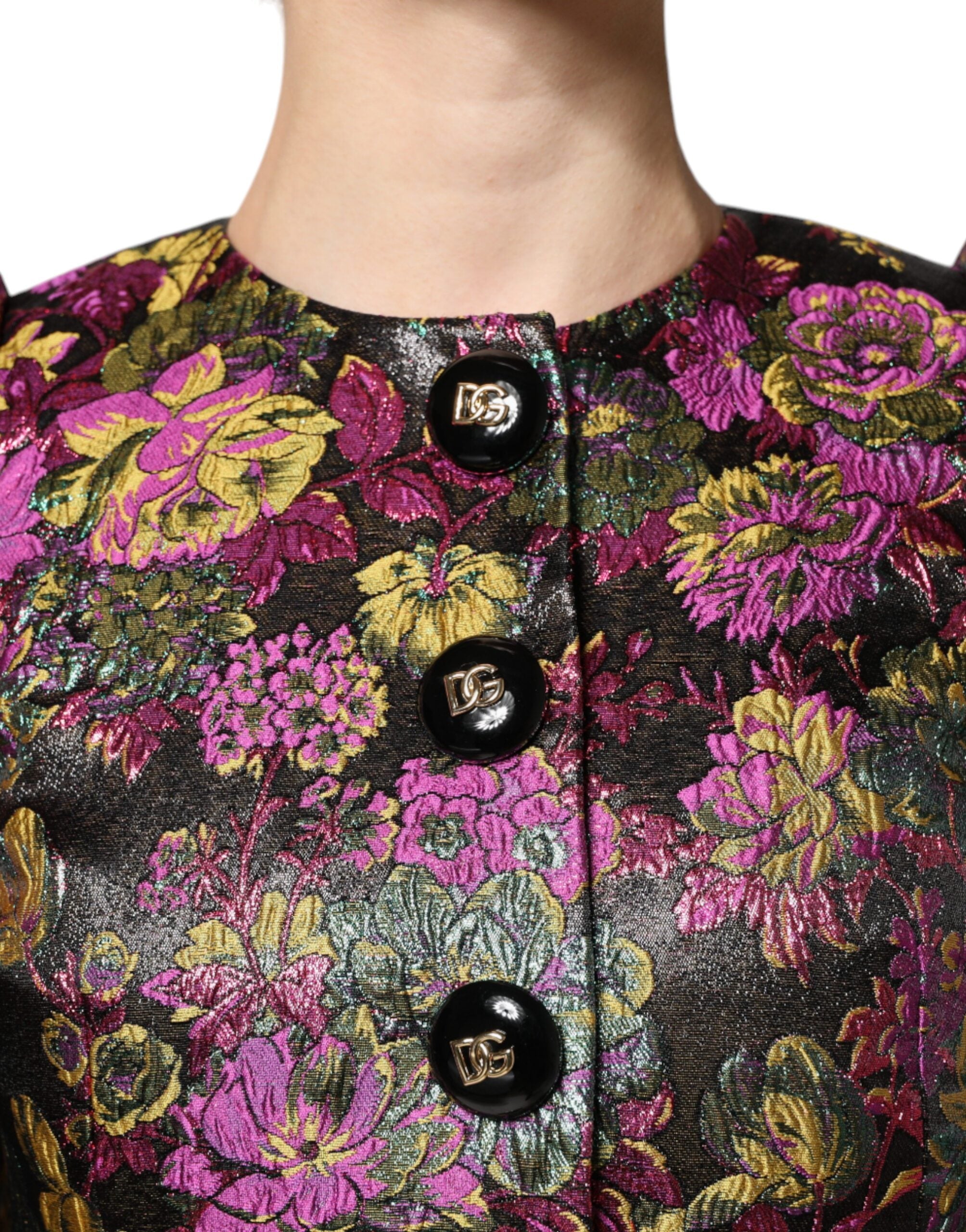 Dolce & Gabbana Multicolor Floral Jacquard Cropped Women's Jacket
