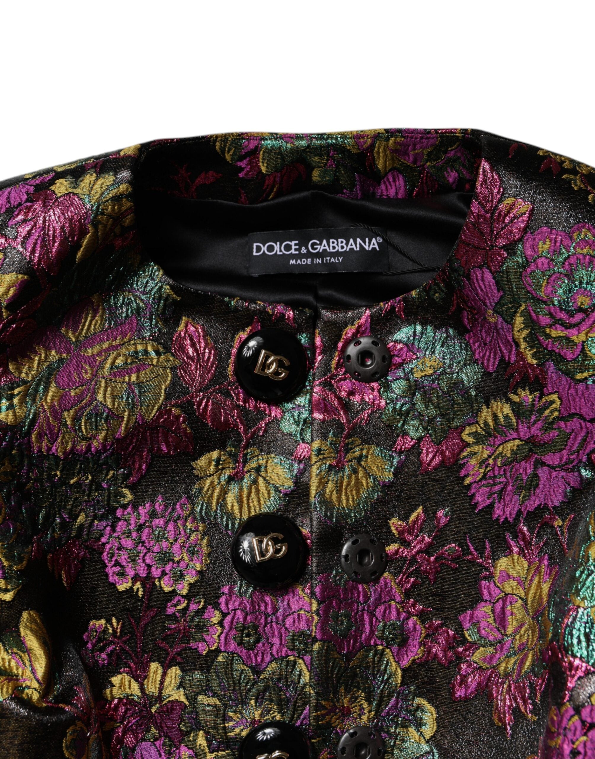 Dolce & Gabbana Multicolor Floral Jacquard Cropped Women's Jacket
