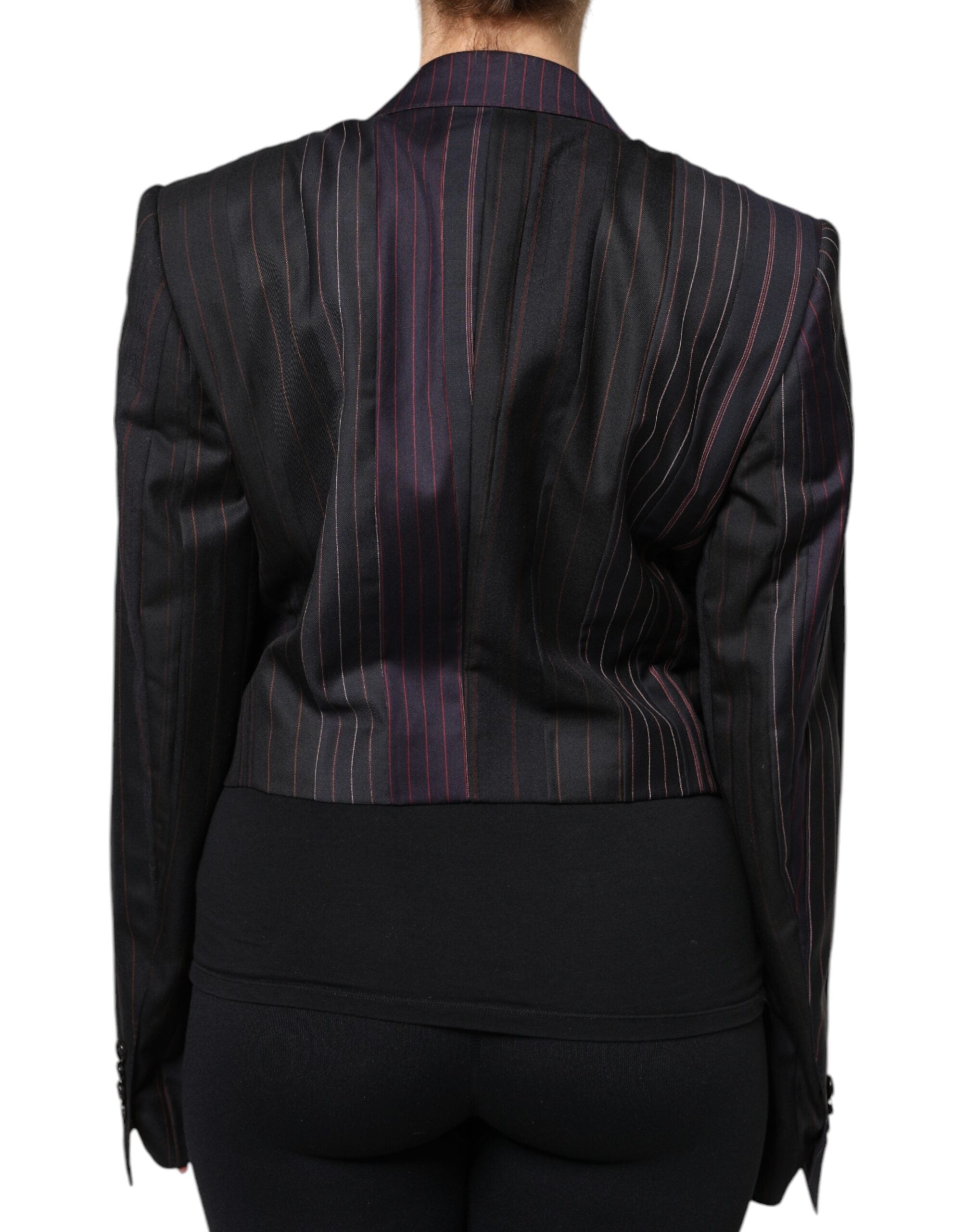 Dolce & Gabbana Multicolor Stripes Wool Cropped Blazer Coat Women's Jacket (Pre-Owned)