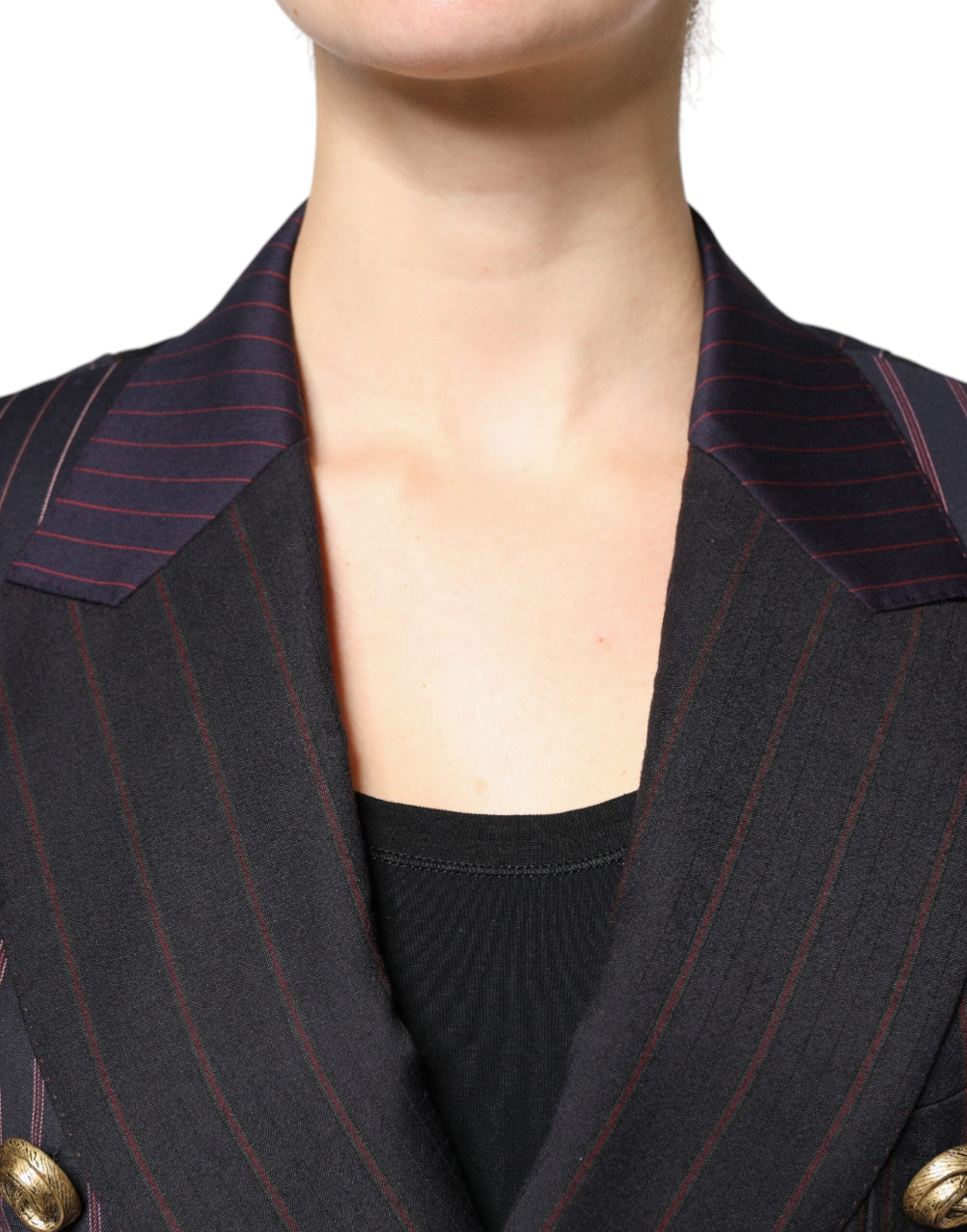 Dolce & Gabbana Multicolor Stripes Wool Cropped Blazer Coat Women's Jacket (Pre-Owned)