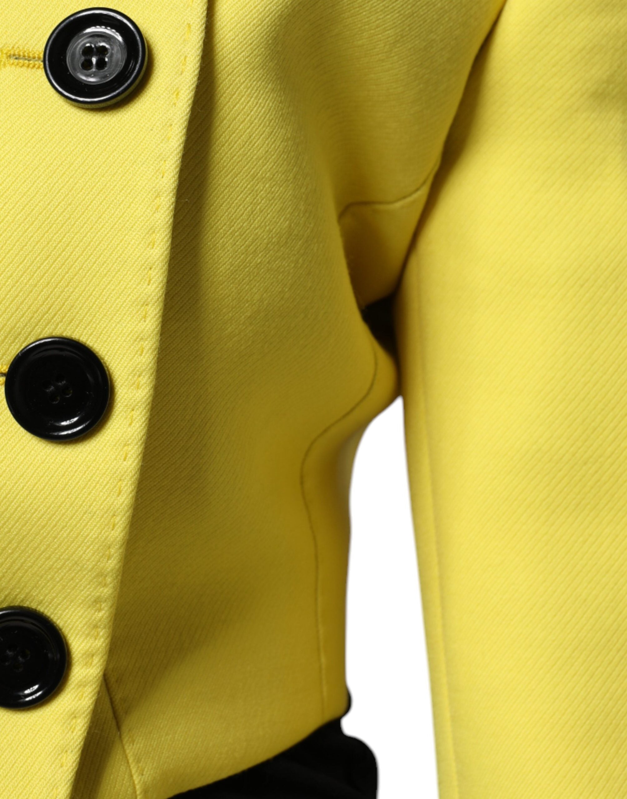 Dolce & Gabbana Lemon Yellow Wool Long Sleeves Cropped Coat Women's Jacket