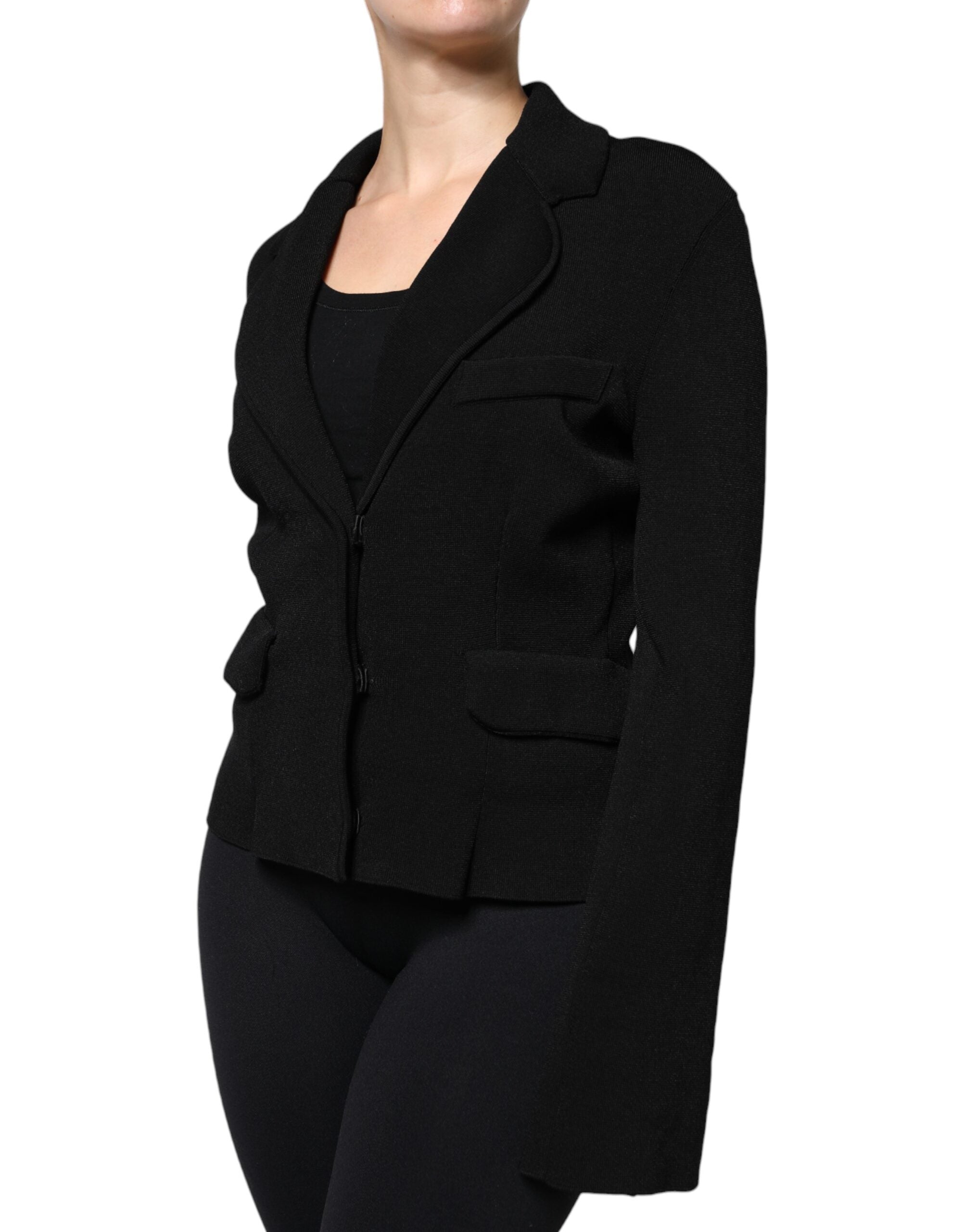Dolce & Gabbana Black Viscose Single Breasted Blazer Women's Jacket