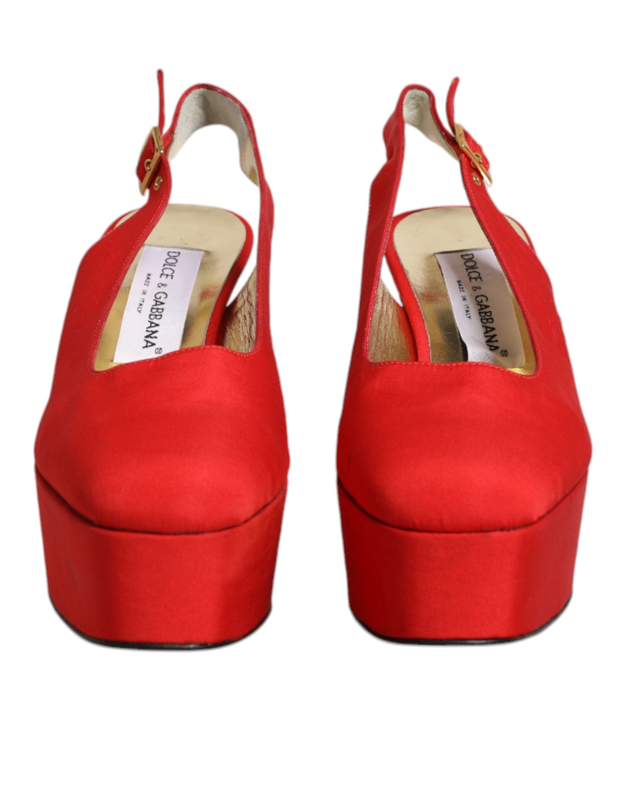 Dolce & Gabbana Red Platform Slingback Heels Sandals Women's Shoes (Pre-Owned)