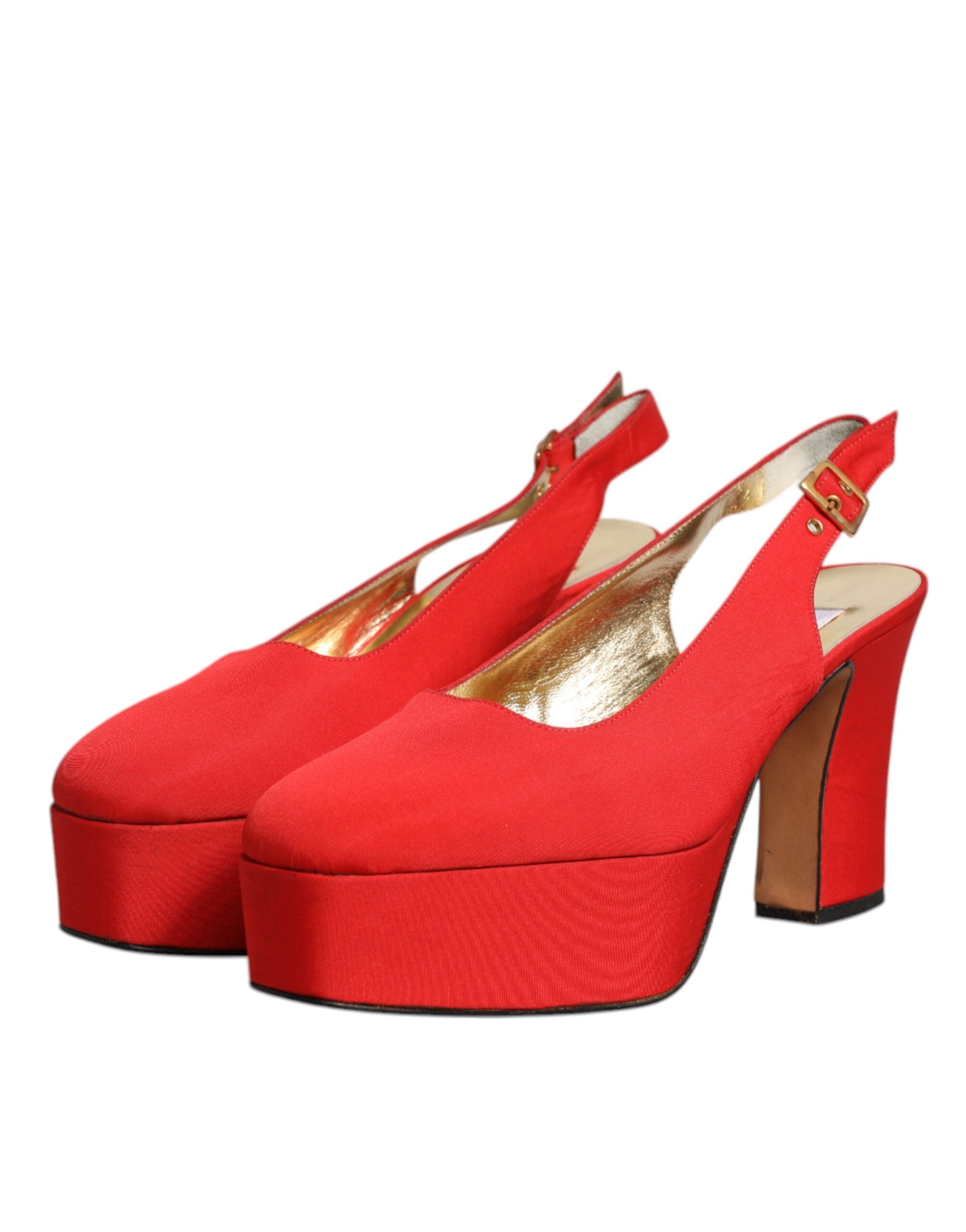 Dolce & Gabbana Red Platform Slingback Heels Sandals Women's Shoes (Pre-Owned)
