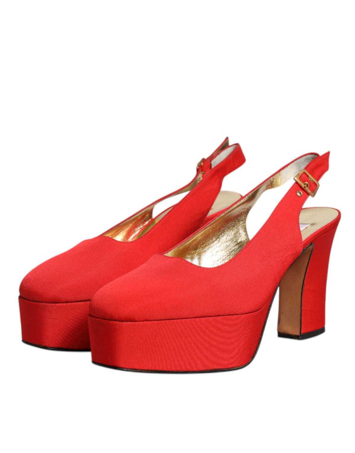 Dolce & Gabbana Red Platform Slingback Heels Sandals Women's Shoes (Pre-Owned)