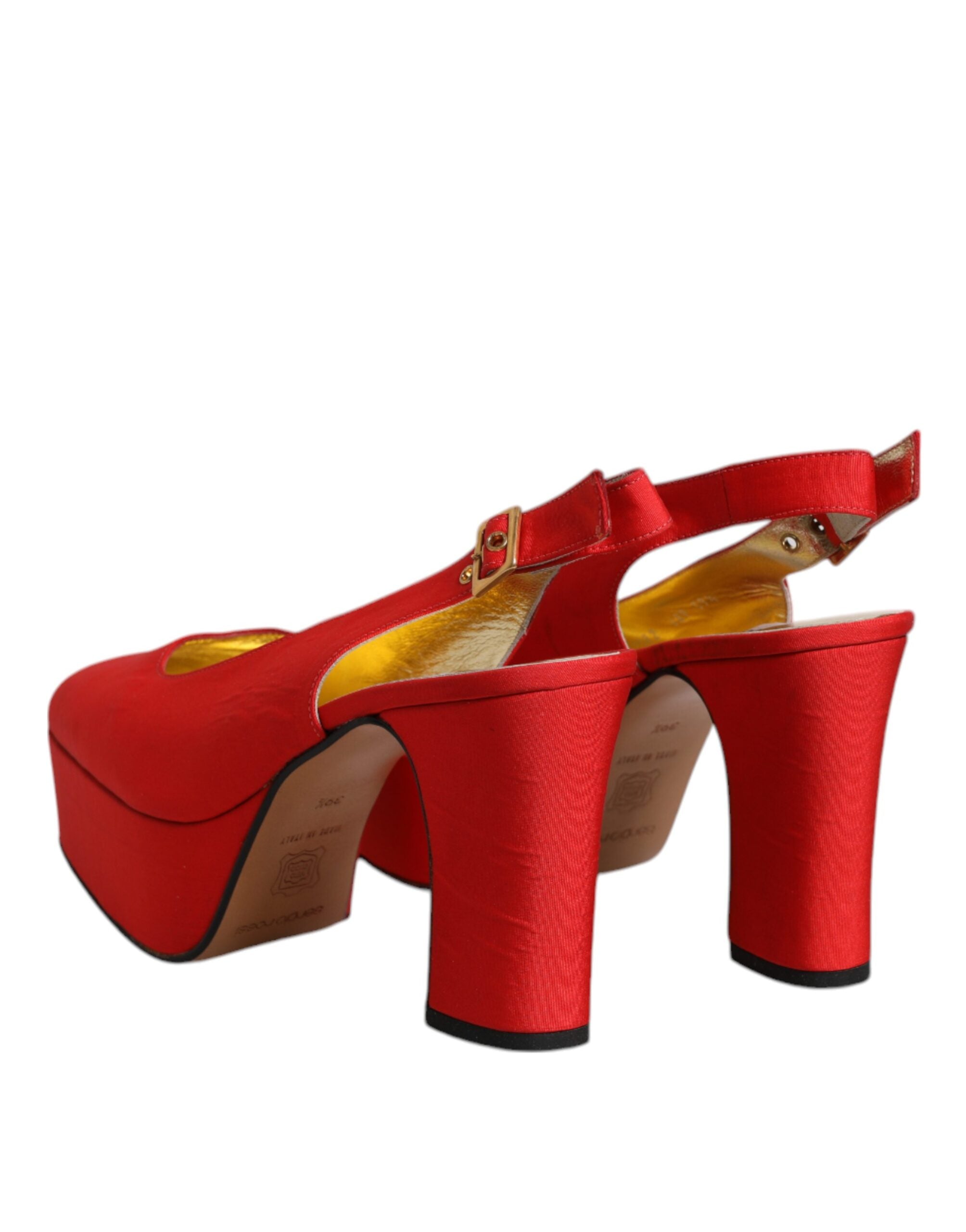 Dolce & Gabbana Red Platform Slingback Heels Sandals Women's Shoes (Pre-Owned)