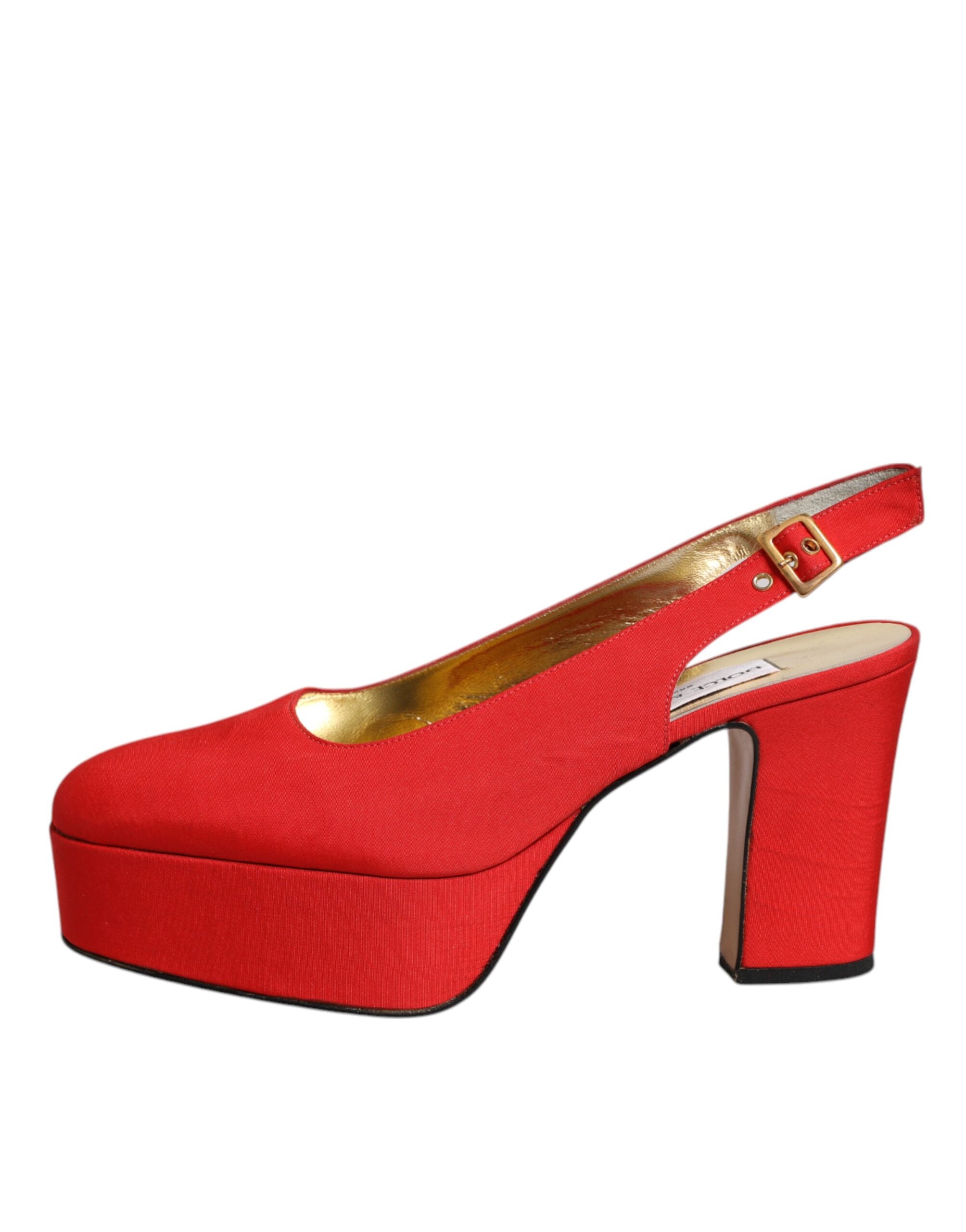 Dolce & Gabbana Red Platform Slingback Heels Sandals Women's Shoes (Pre-Owned)