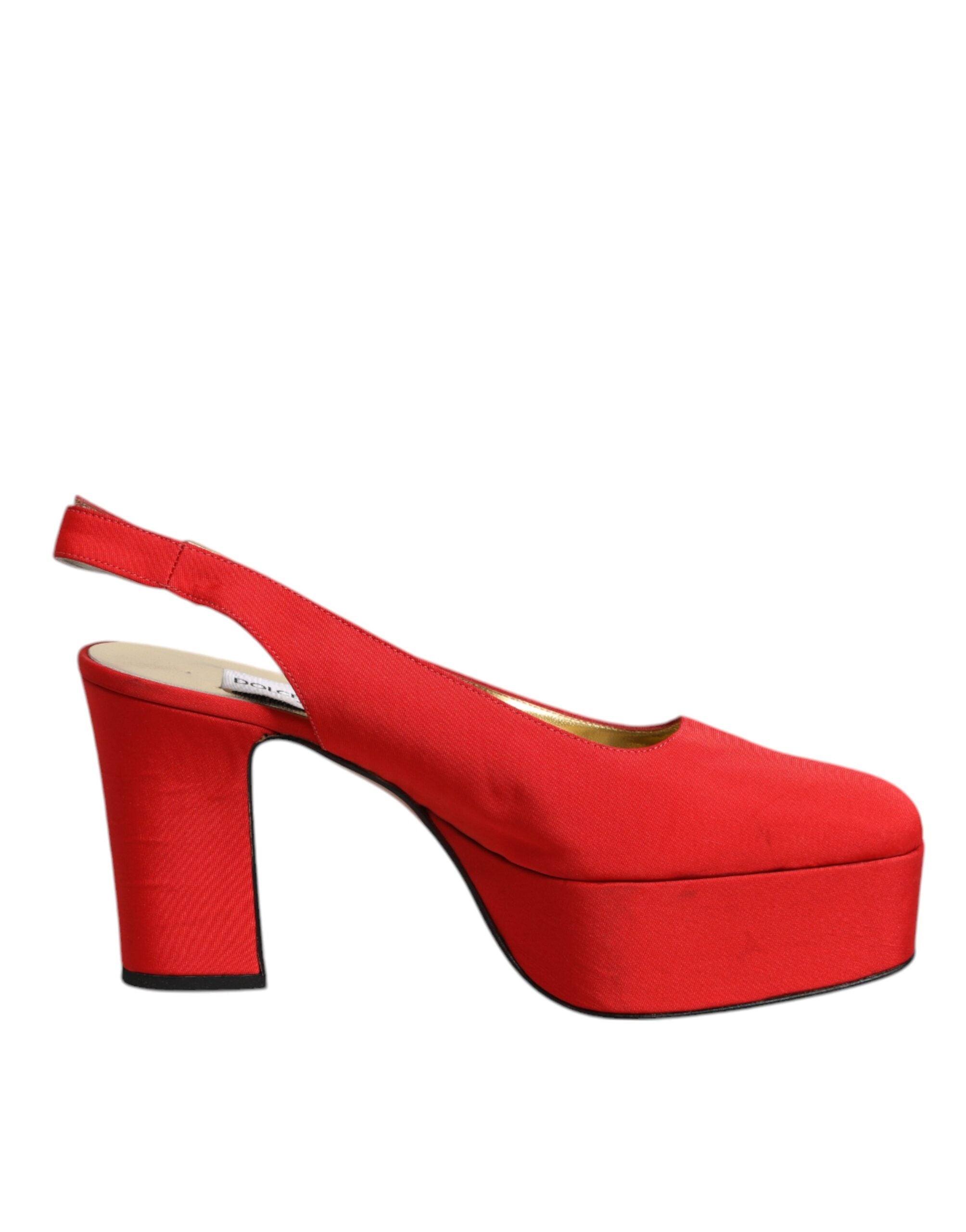 Dolce & Gabbana Red Platform Slingback Heels Sandals Women's Shoes (Pre-Owned)
